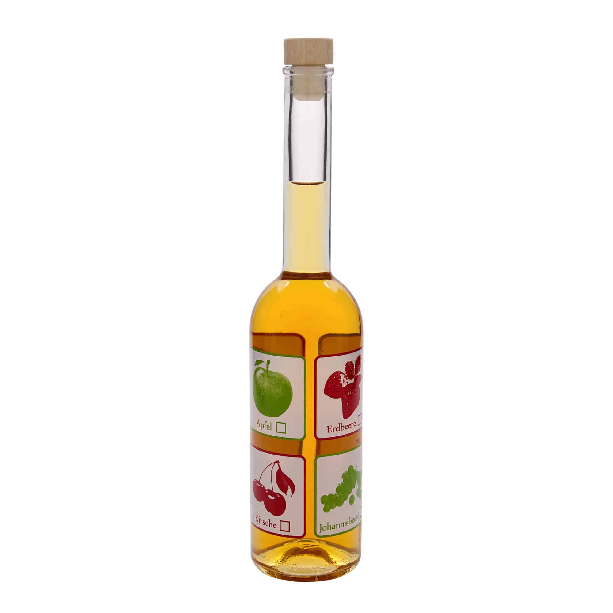 500 ml glass bottle 'Opera', design: fruits, opening: cork