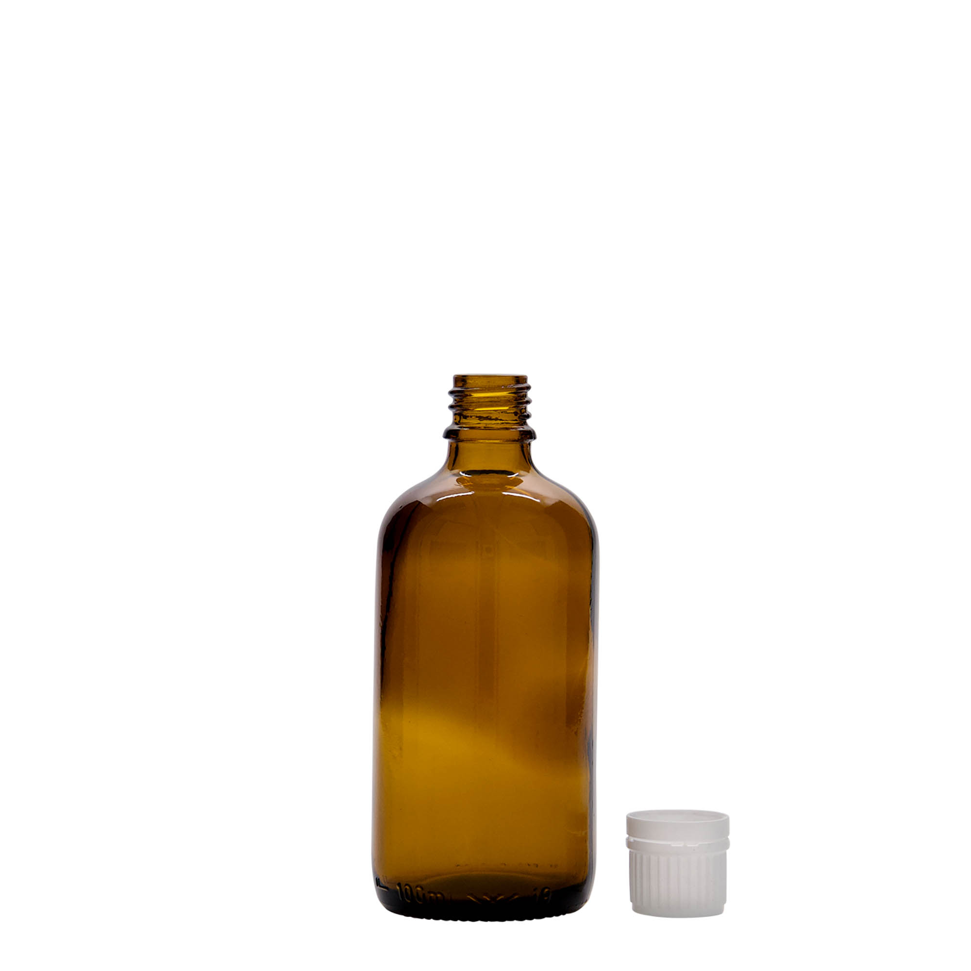 100 ml medical bottle, glass, brown, opening: DIN 18