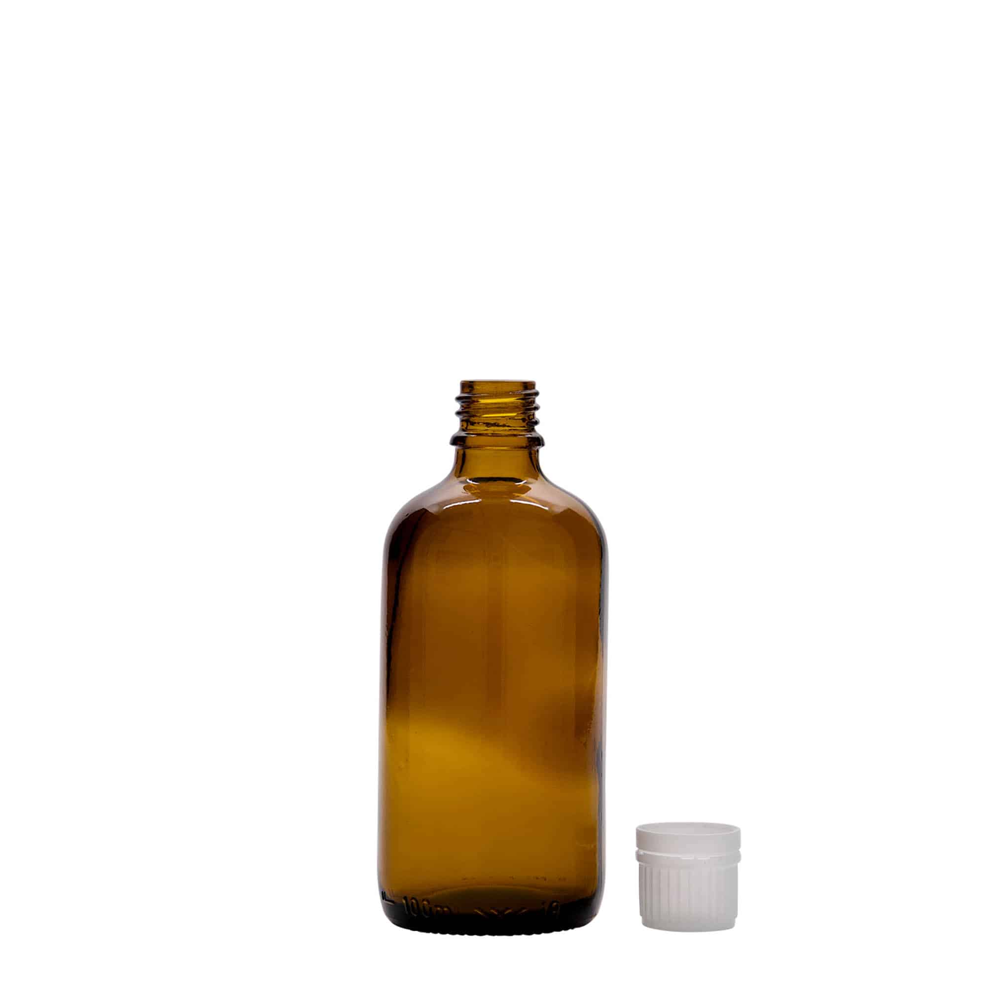 100 ml medical bottle, glass, brown, opening: DIN 18
