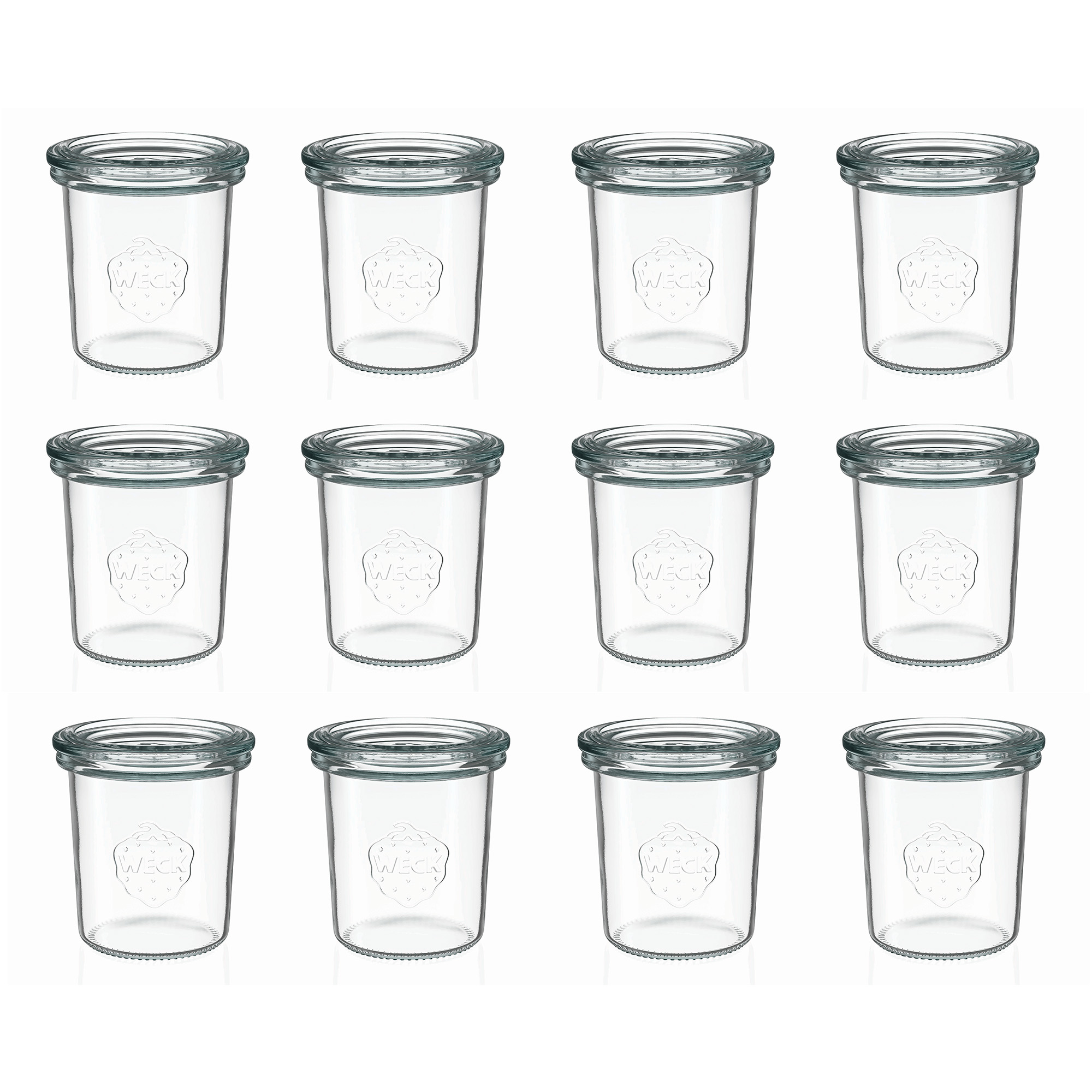 12x 160 ml WECK inverted jar with glass lid RR 60