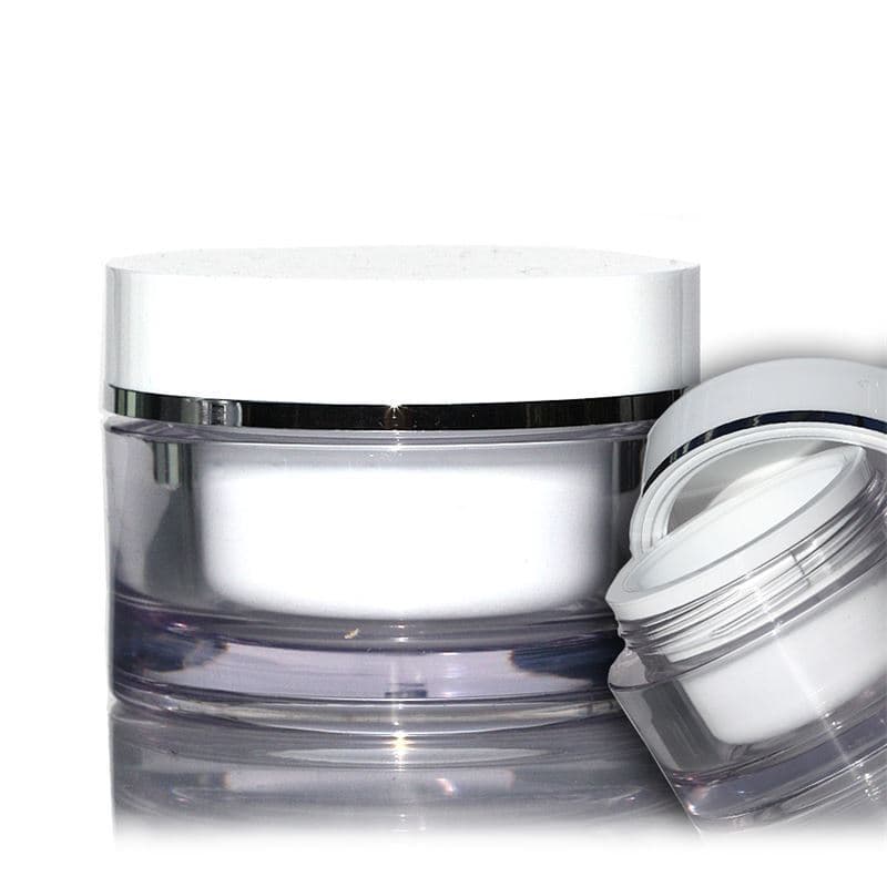 50 ml cosmetic jar, SAN plastic, white, closure: screw cap