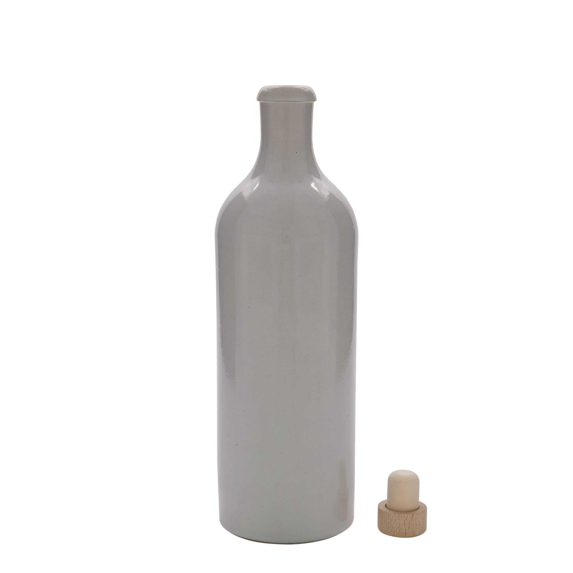 750 ml earthenware jug, stoneware, white, opening: cork