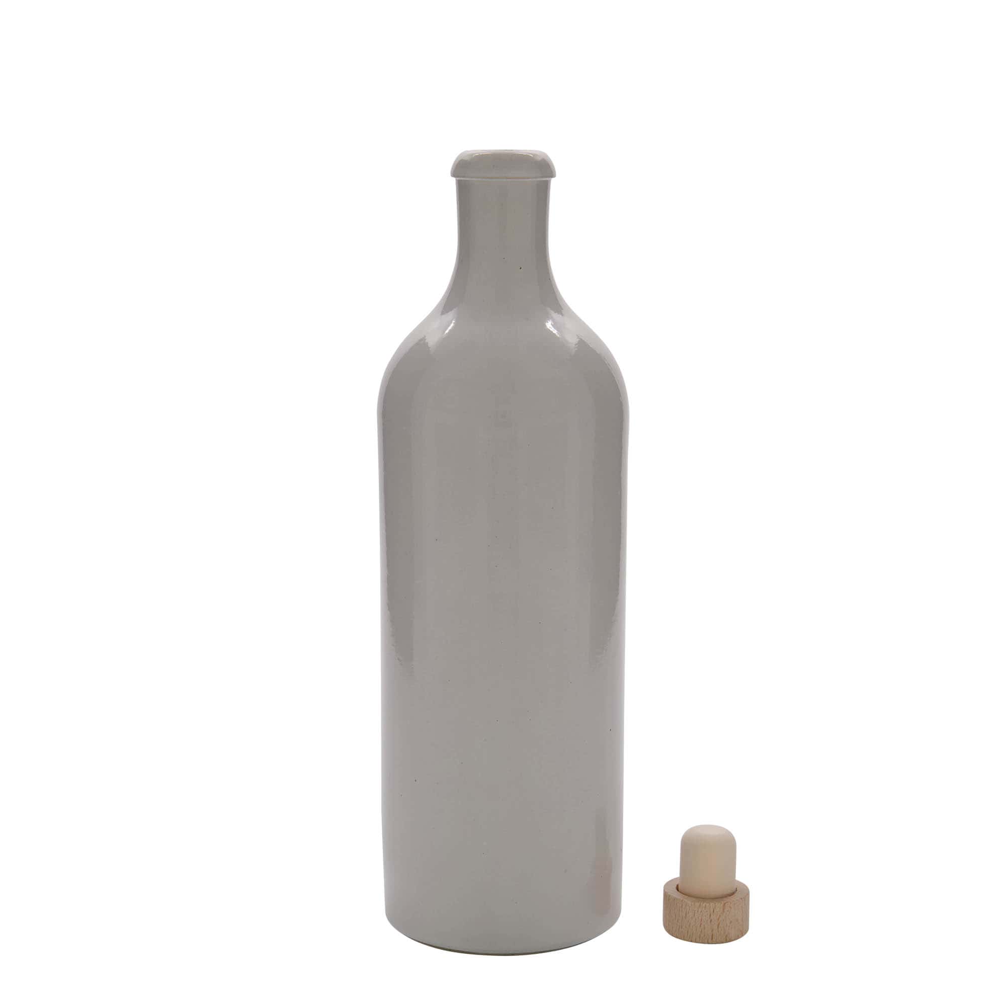 750 ml earthenware jug, stoneware, white, opening: cork