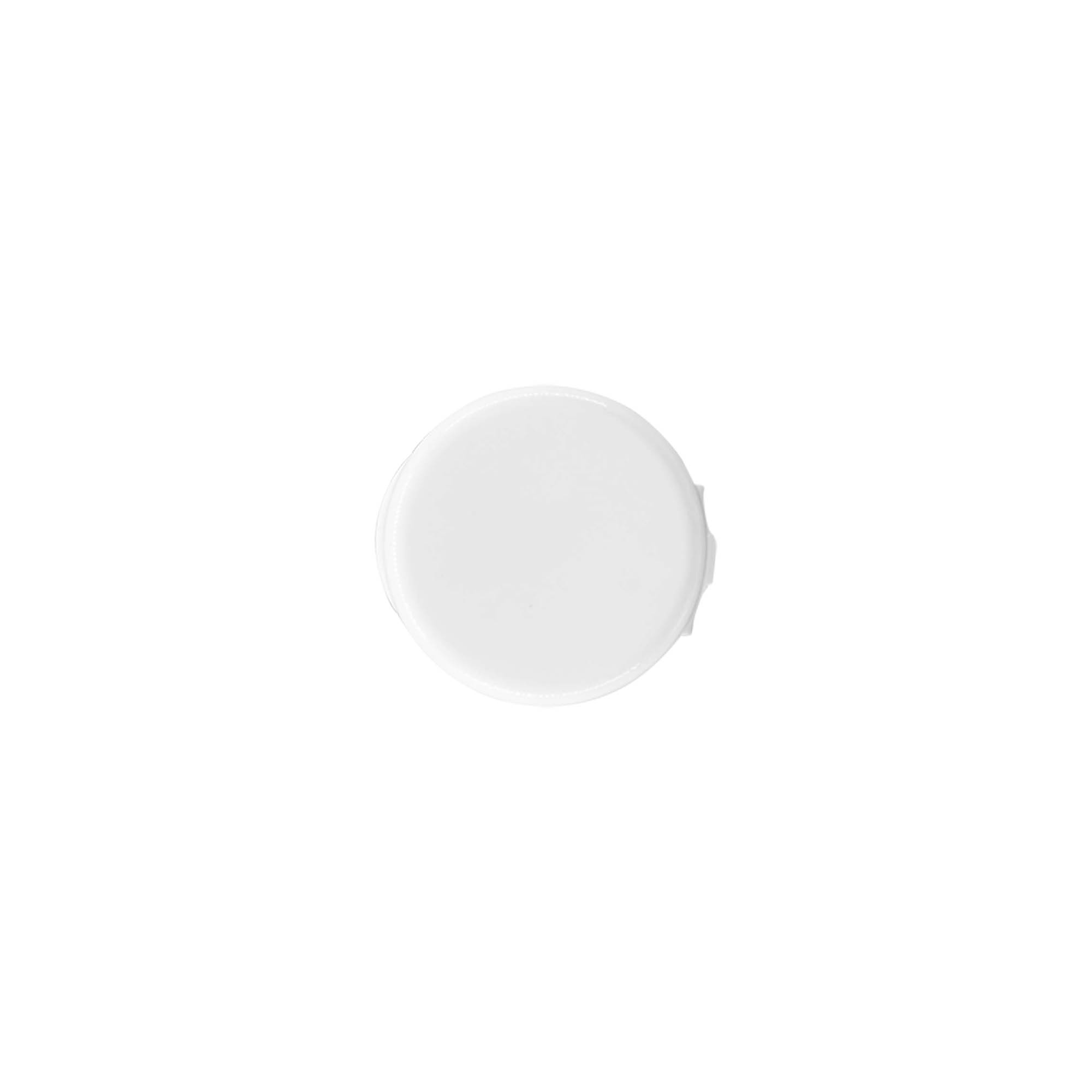 Screw cap with hinge, PP plastic, white, for opening: 24/410