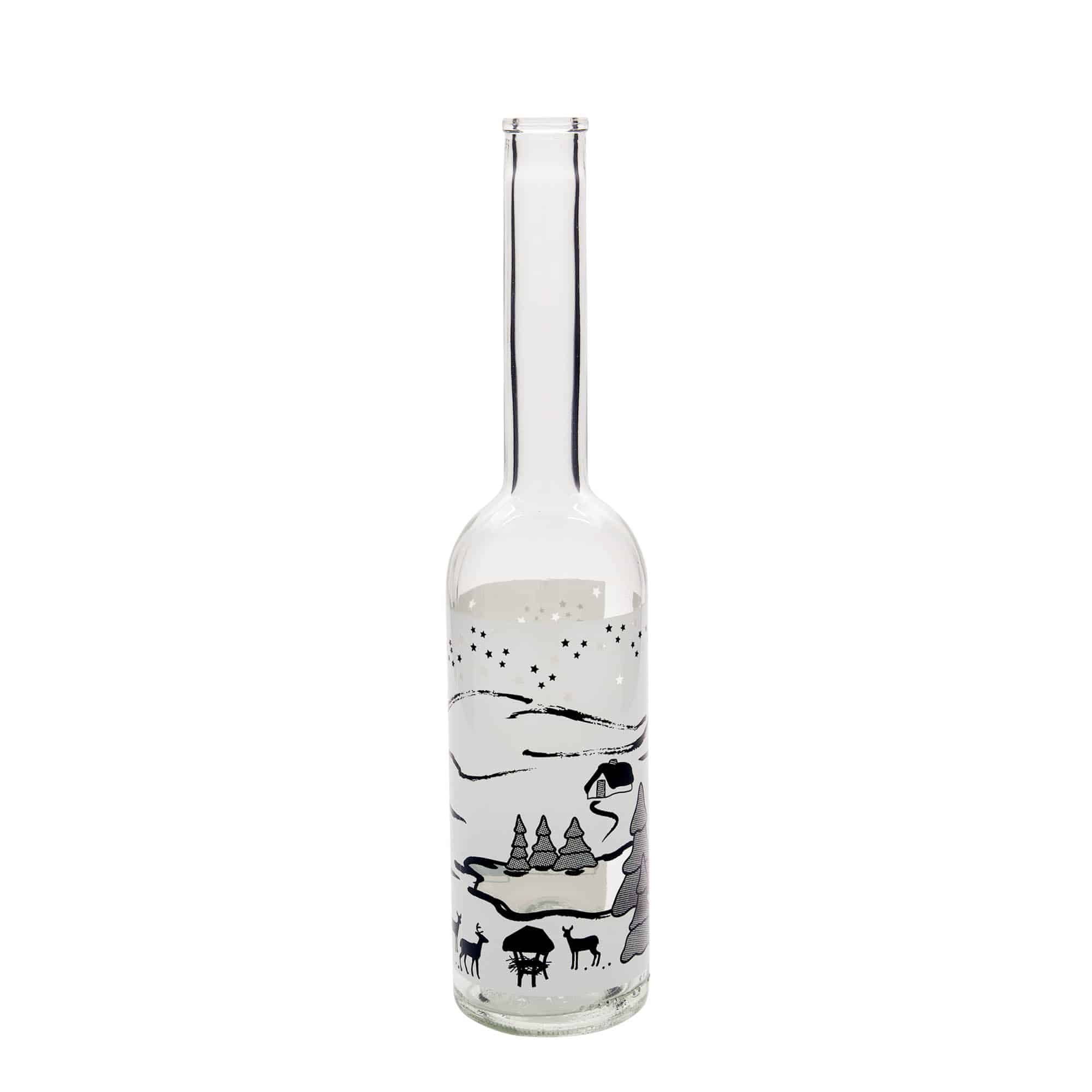 500 ml glass bottle 'Opera', design: Winter Dream Bianco, opening: cork 500 ml glass bottle 'Opera', design: Winter Dream Bianco, opening: cork