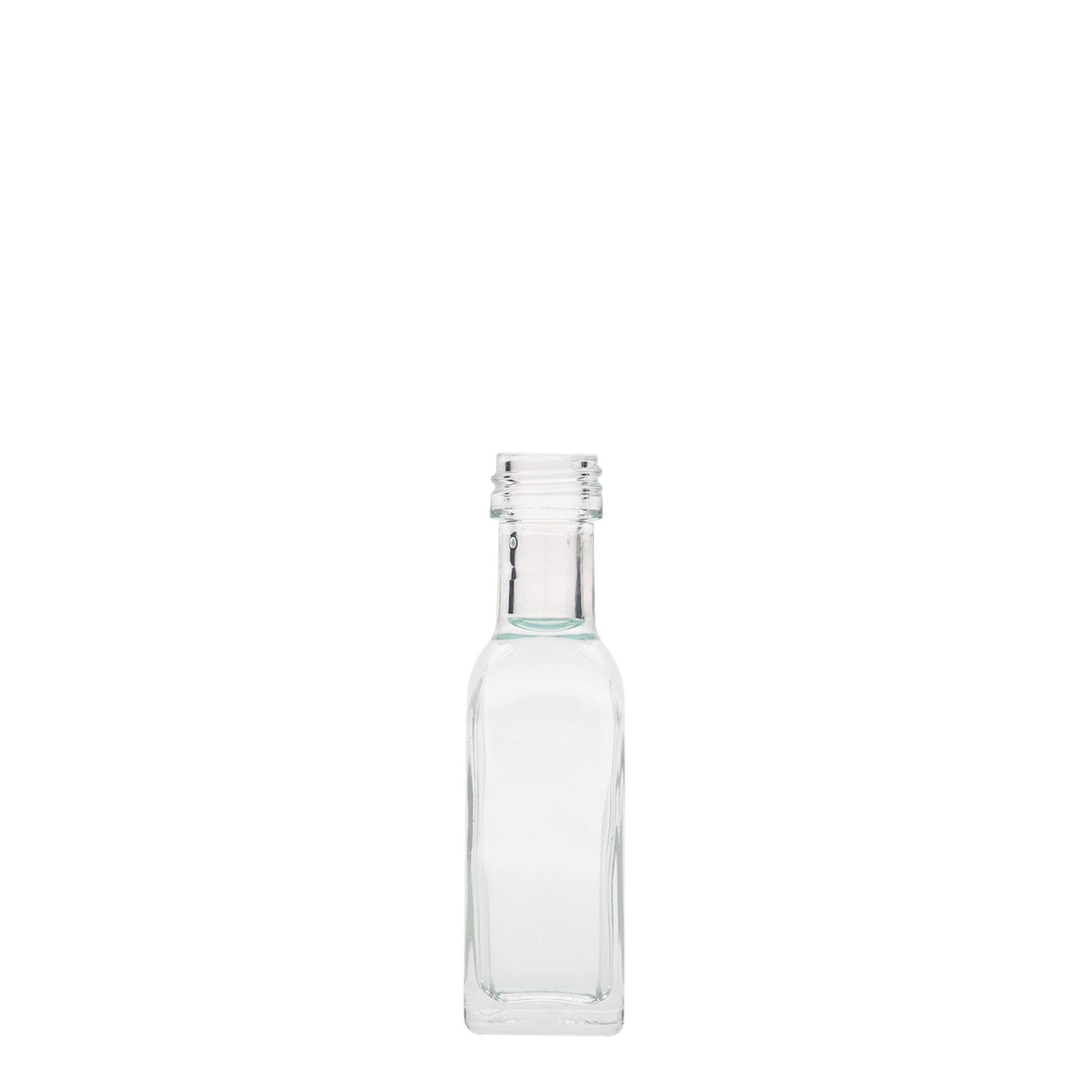 20 ml glass bottle 'Marasca', square, opening: PP 18