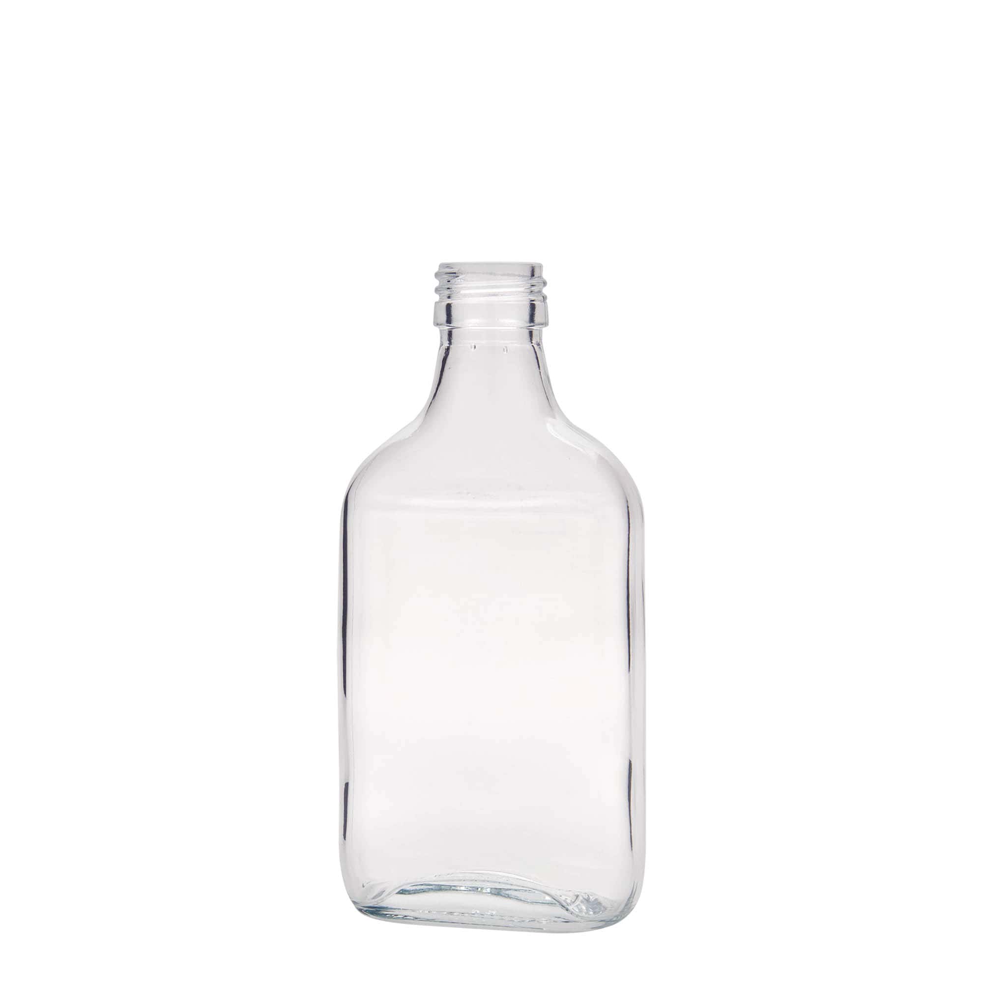 200 ml pocket bottle, rectangular, glass, opening: PP 28