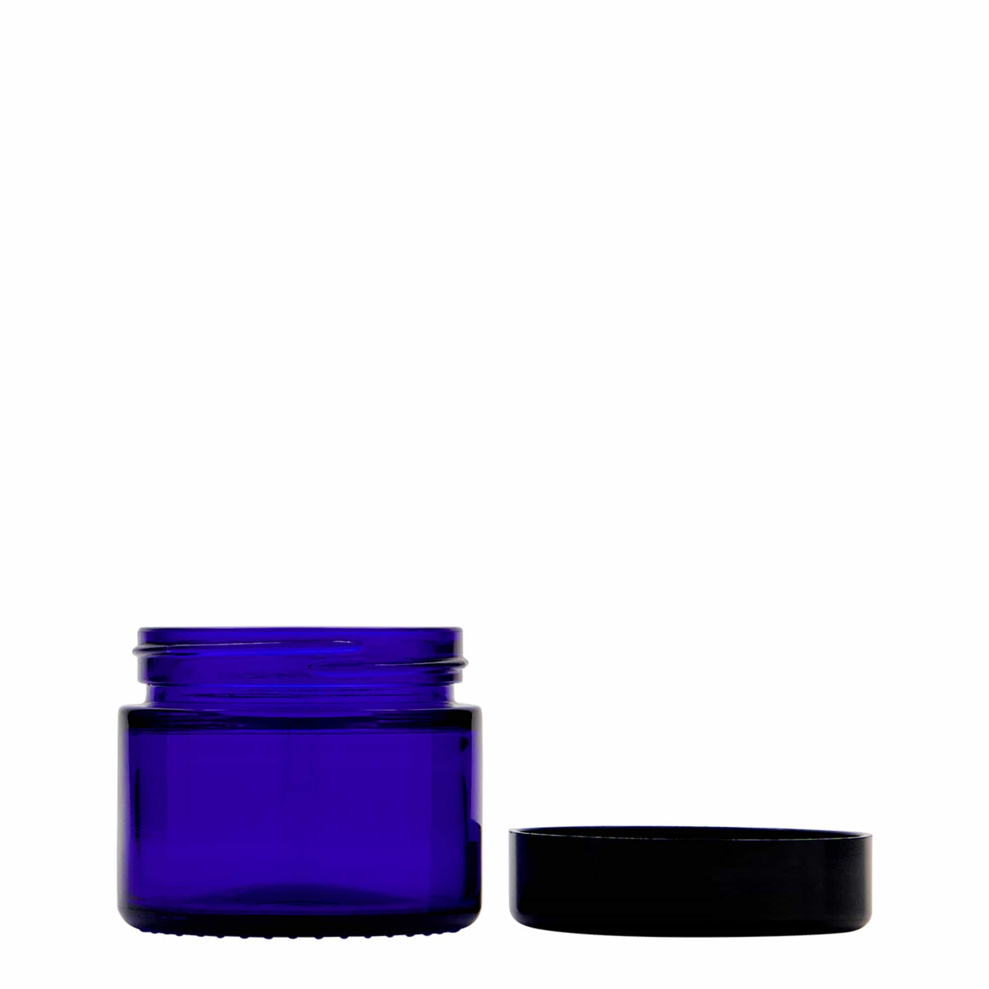 50 ml jar 'Blue Edition', glass, royal blue, opening: screw cap