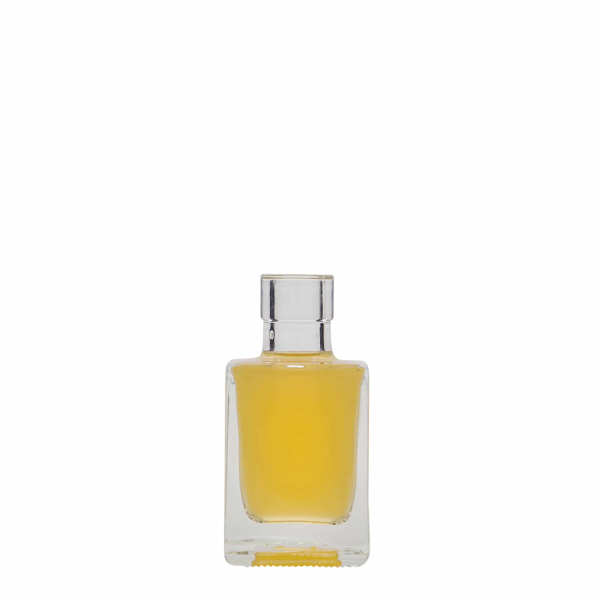 50 ml glass bottle 'Cube', square, opening: cork