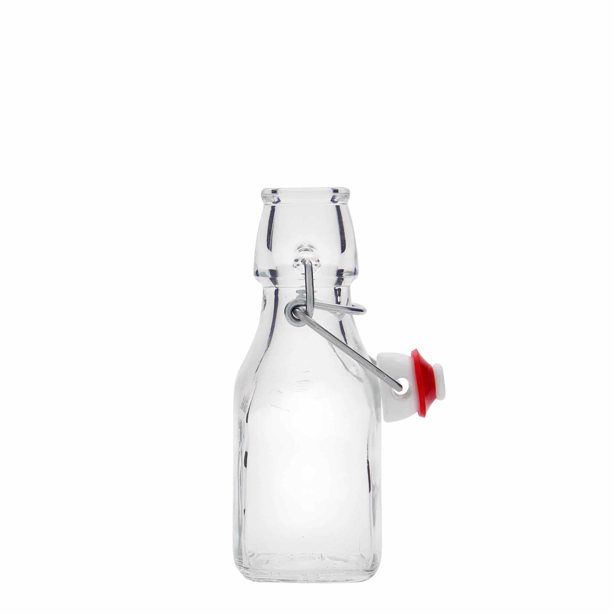 125 ml glass bottle 'Swing', square, opening: swing top closure