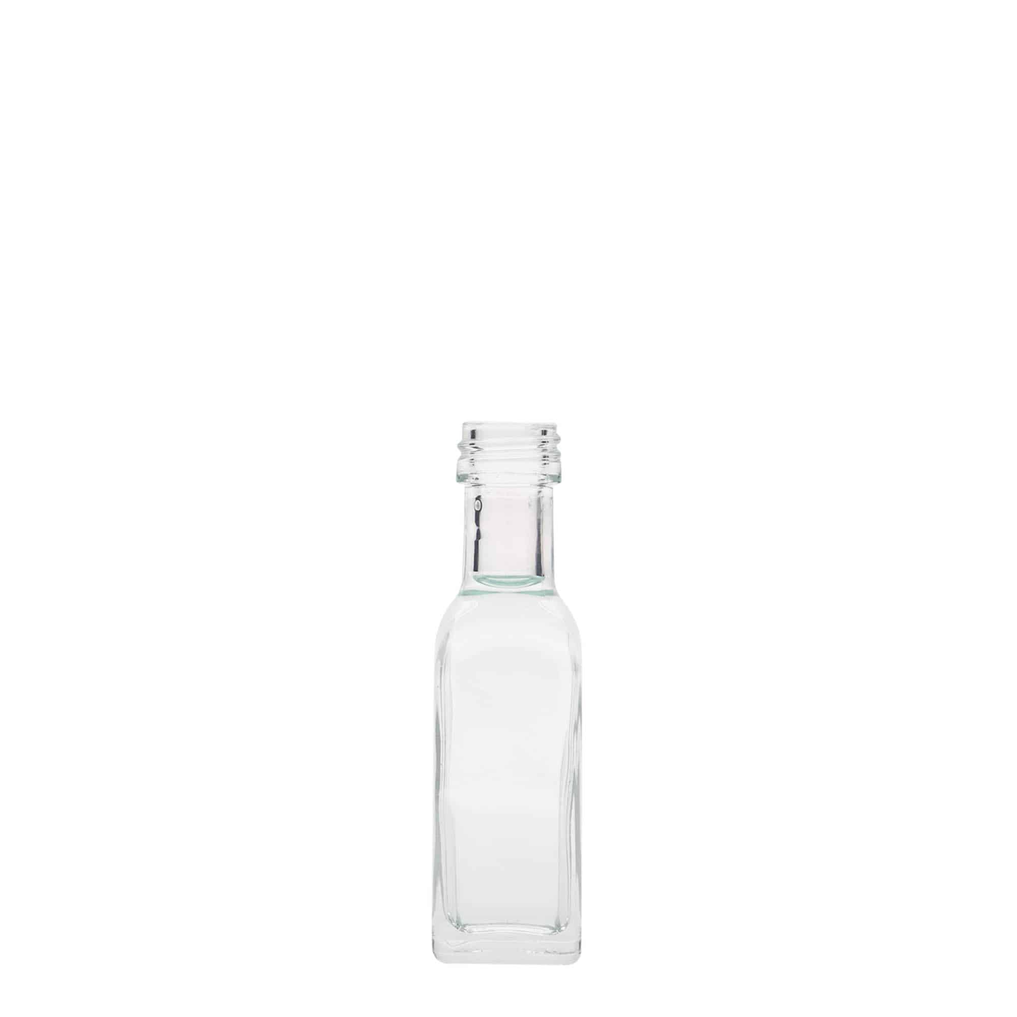 20 ml glass bottle 'Marasca', square, opening: PP 18