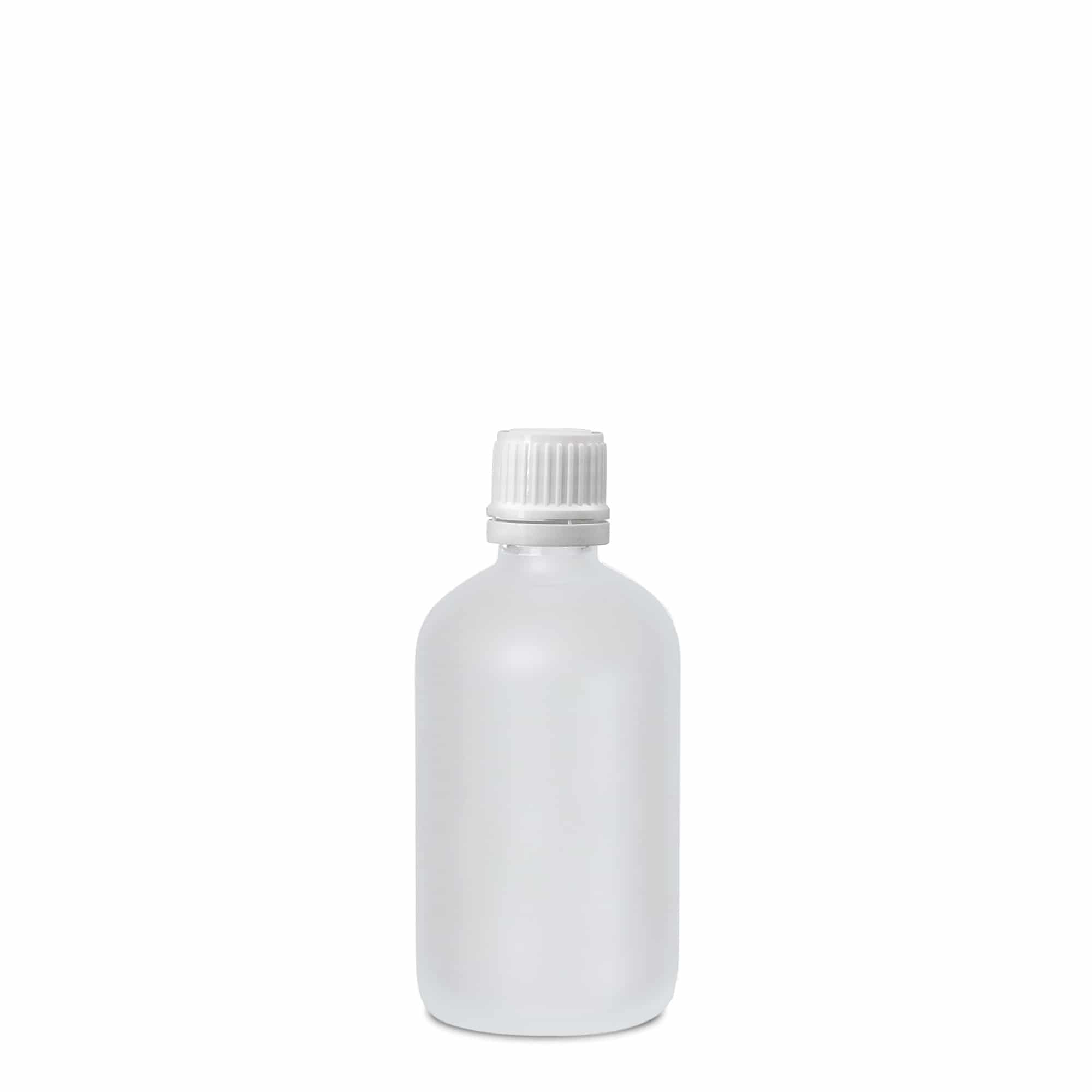 100 ml medical bottle, glass, frosted, opening: DIN 18