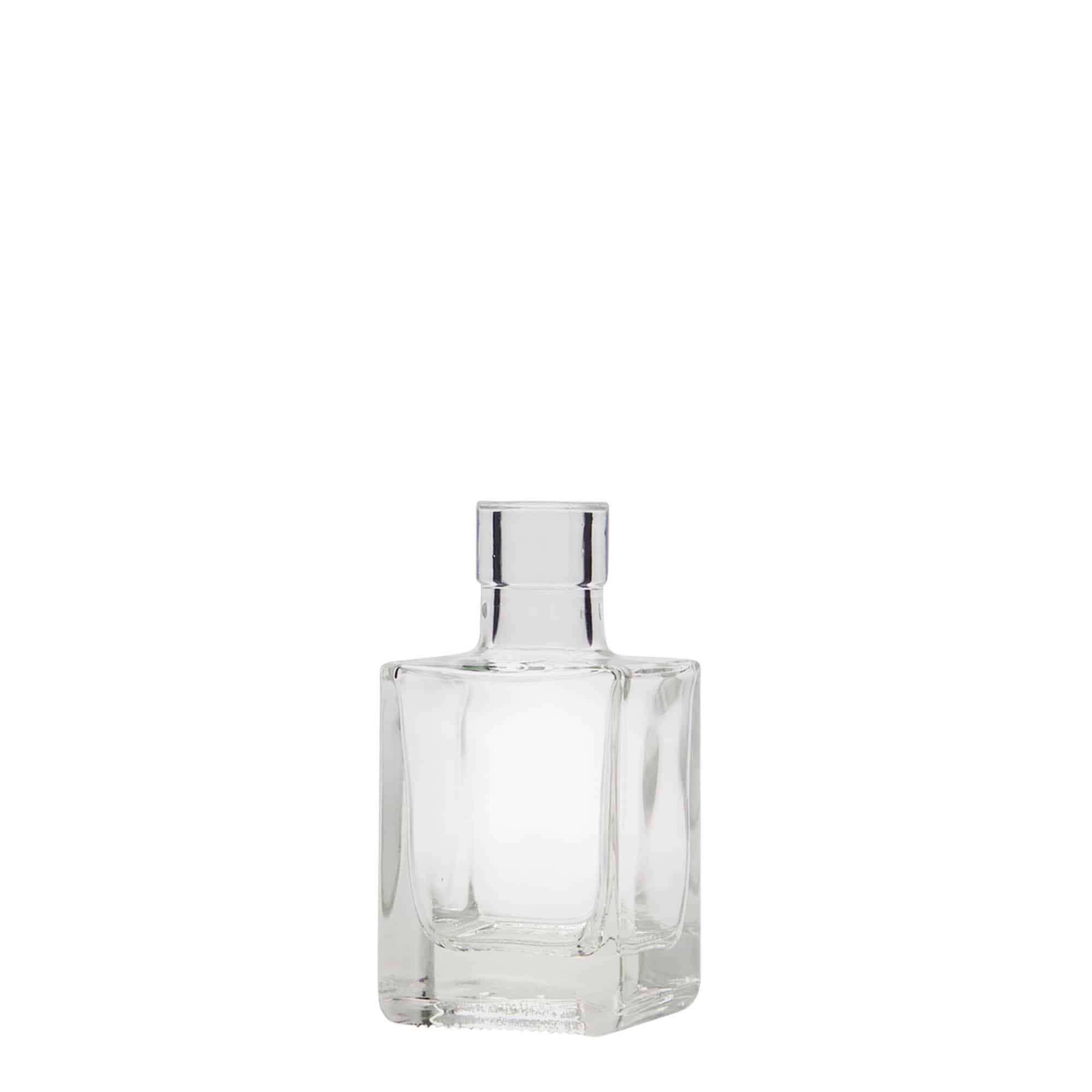 50 ml glass bottle 'Cube', square, opening: cork