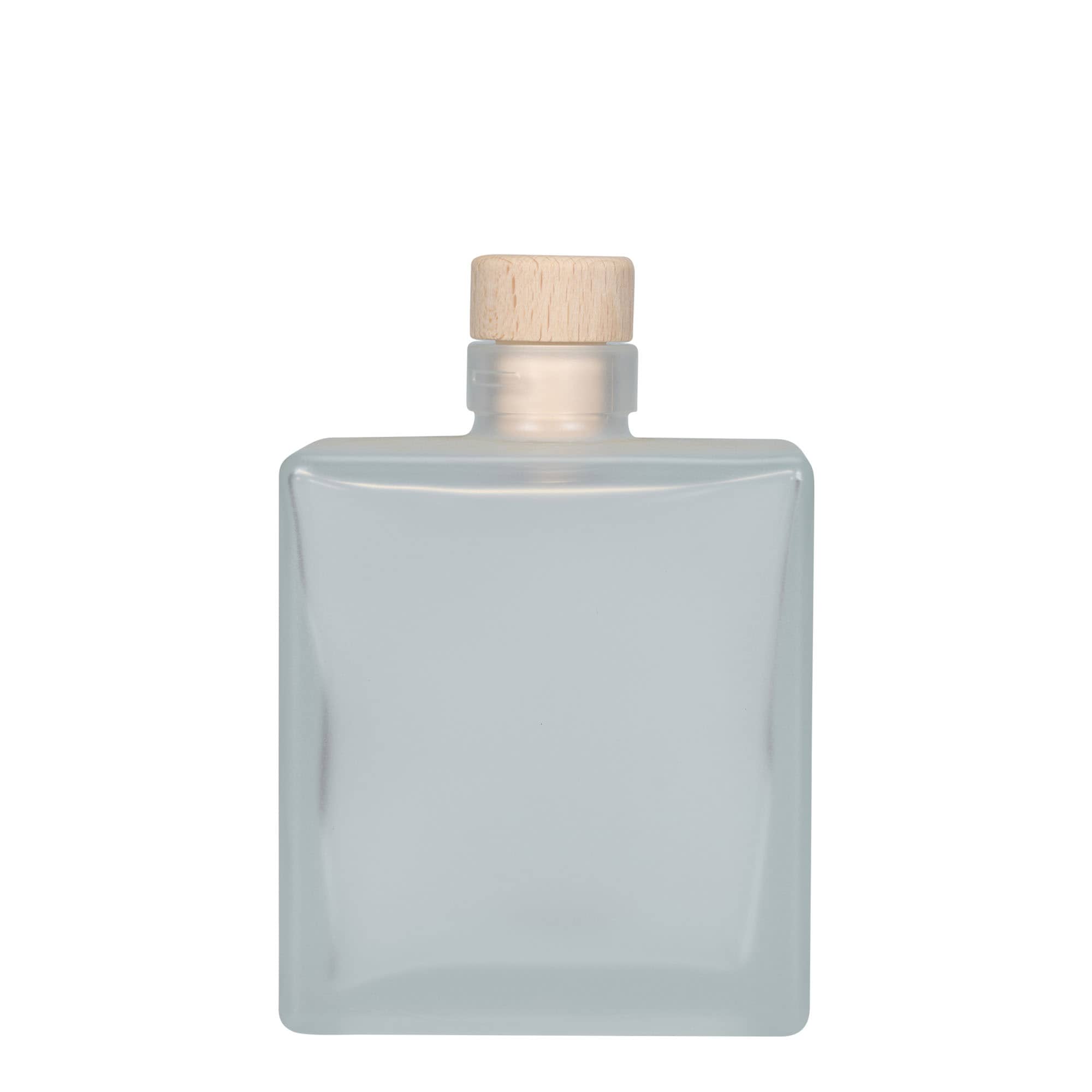 500 ml glass bottle 'Cube', square, frosted, opening: cork