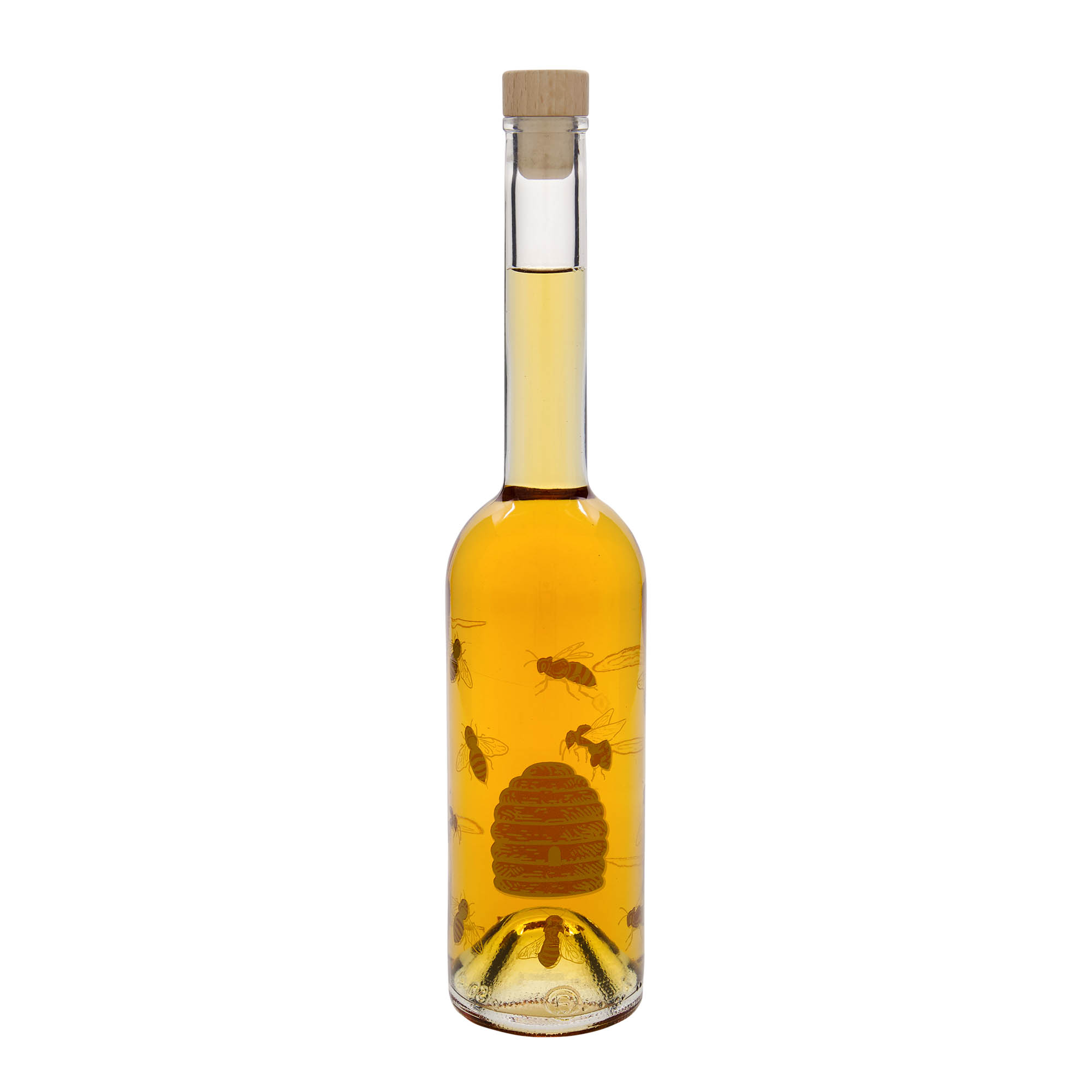500 ml glass bottle ‘Opera’, motif: bees, opening: cork