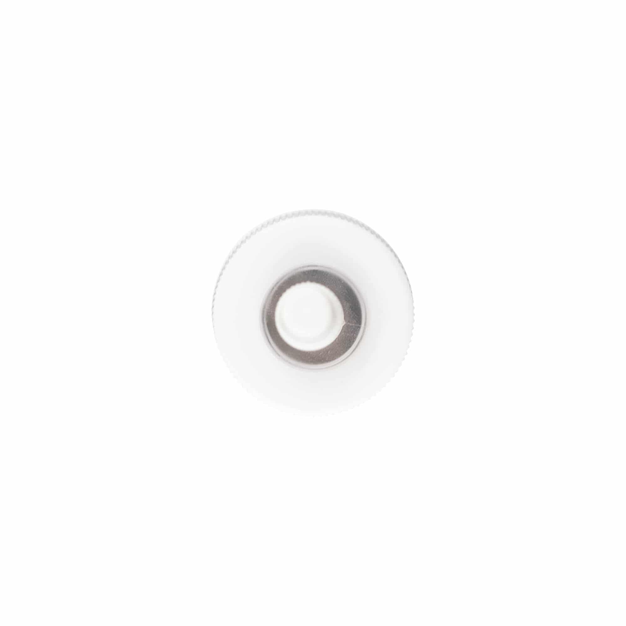 Screw cap with applicator, PP plastic, white, for opening: 24/410