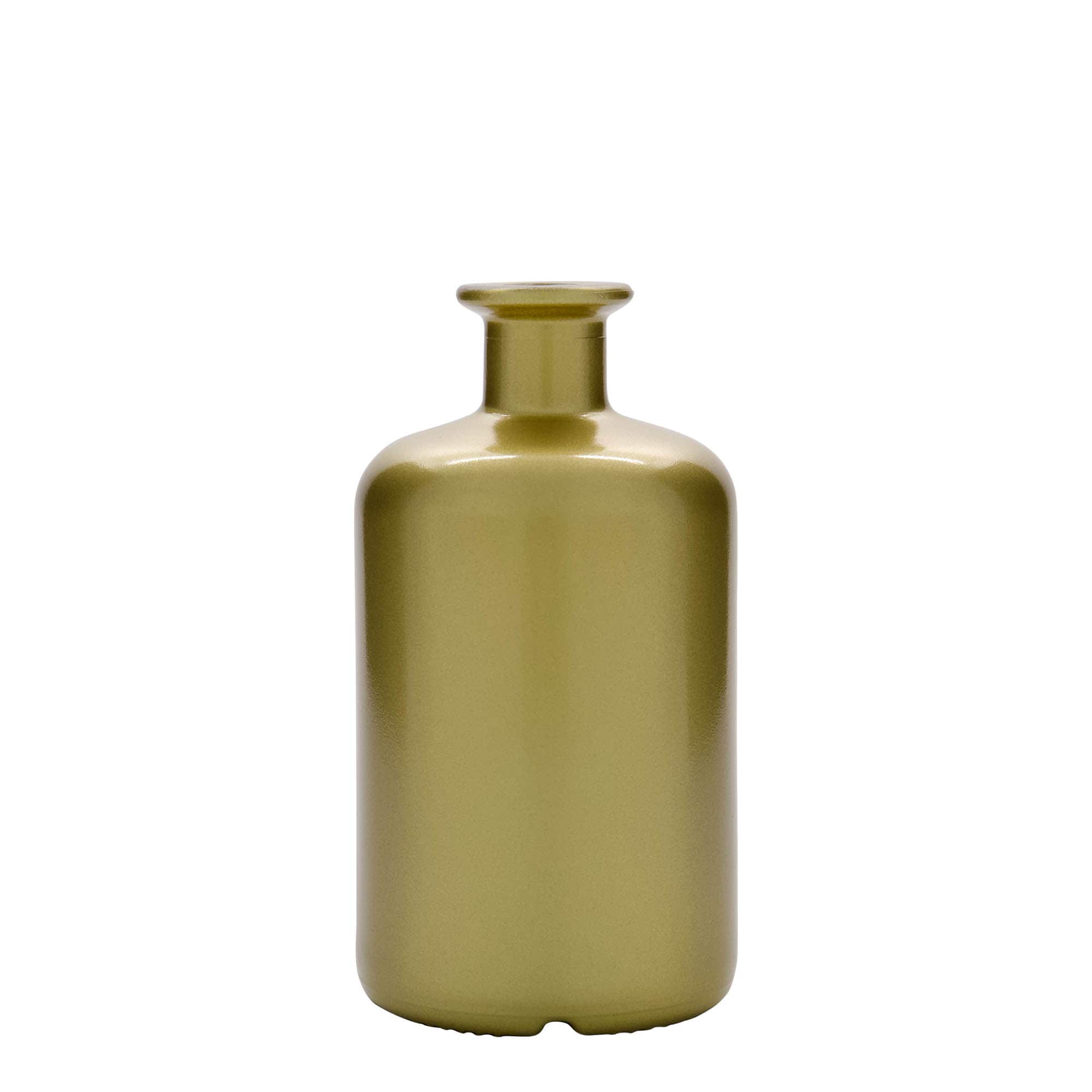 500 ml glass bottle apothecary, gold, opening: cork