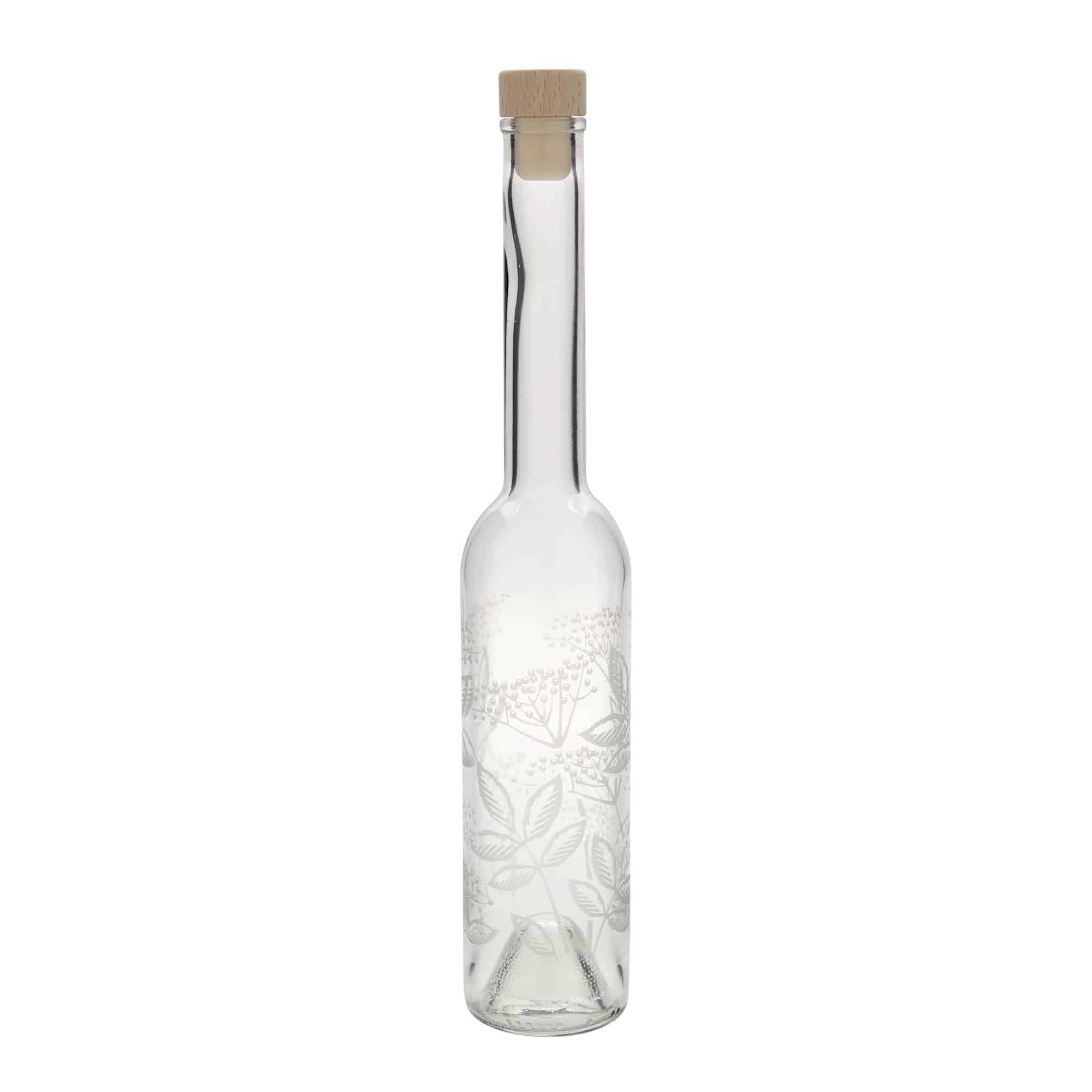 350 ml glass bottle 'Opera', design: elderberry, opening: cork