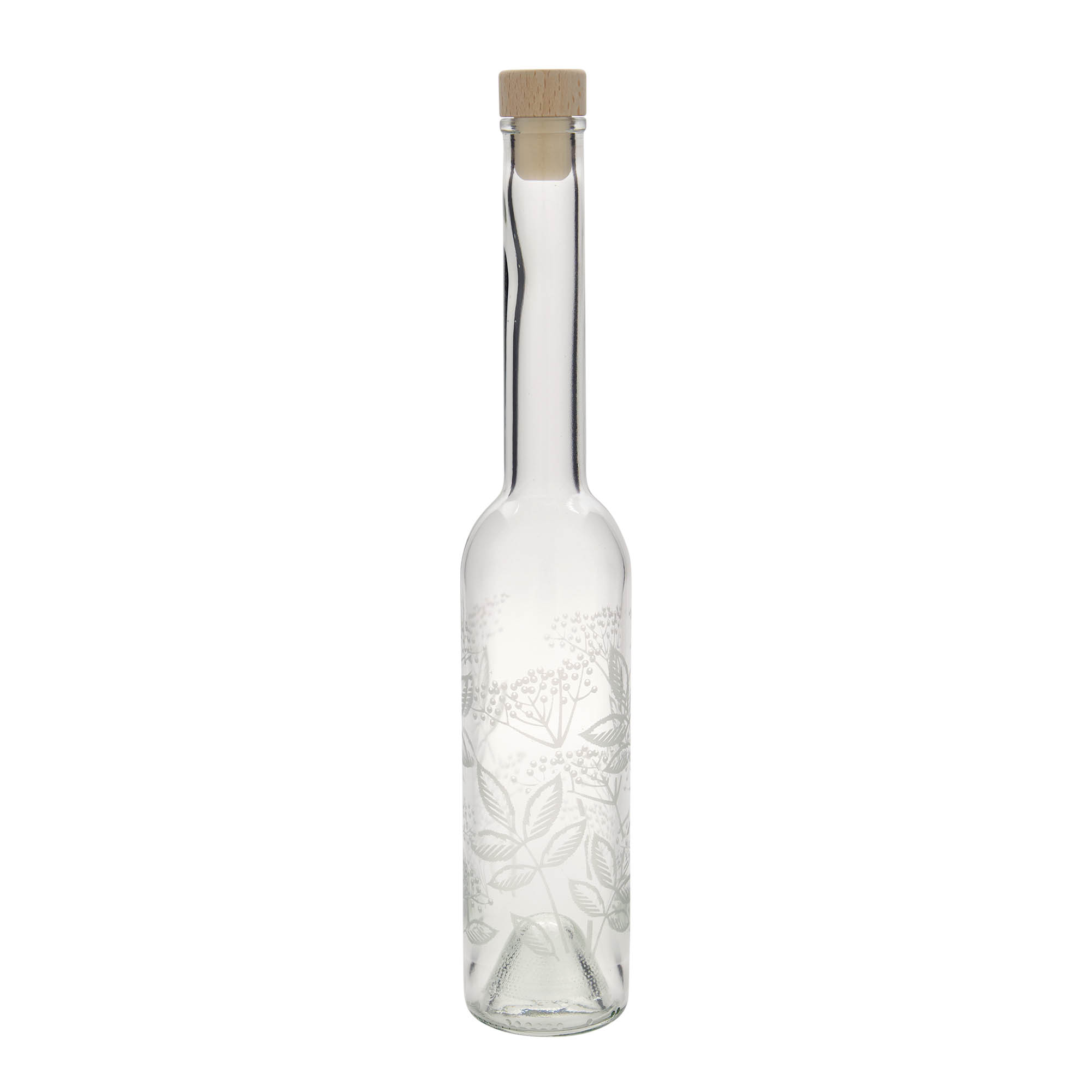 350 ml glass bottle 'Opera', design: elderberry, opening: cork