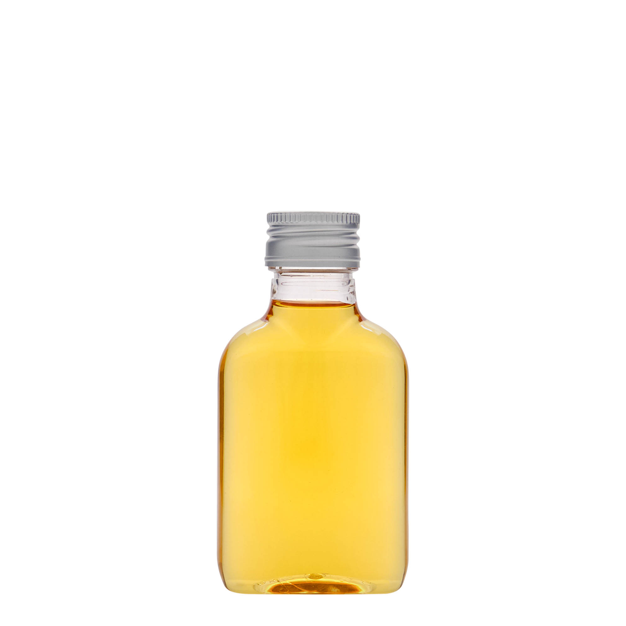 100 ml pocket bottle, oval, PET plastic, opening: PP 28