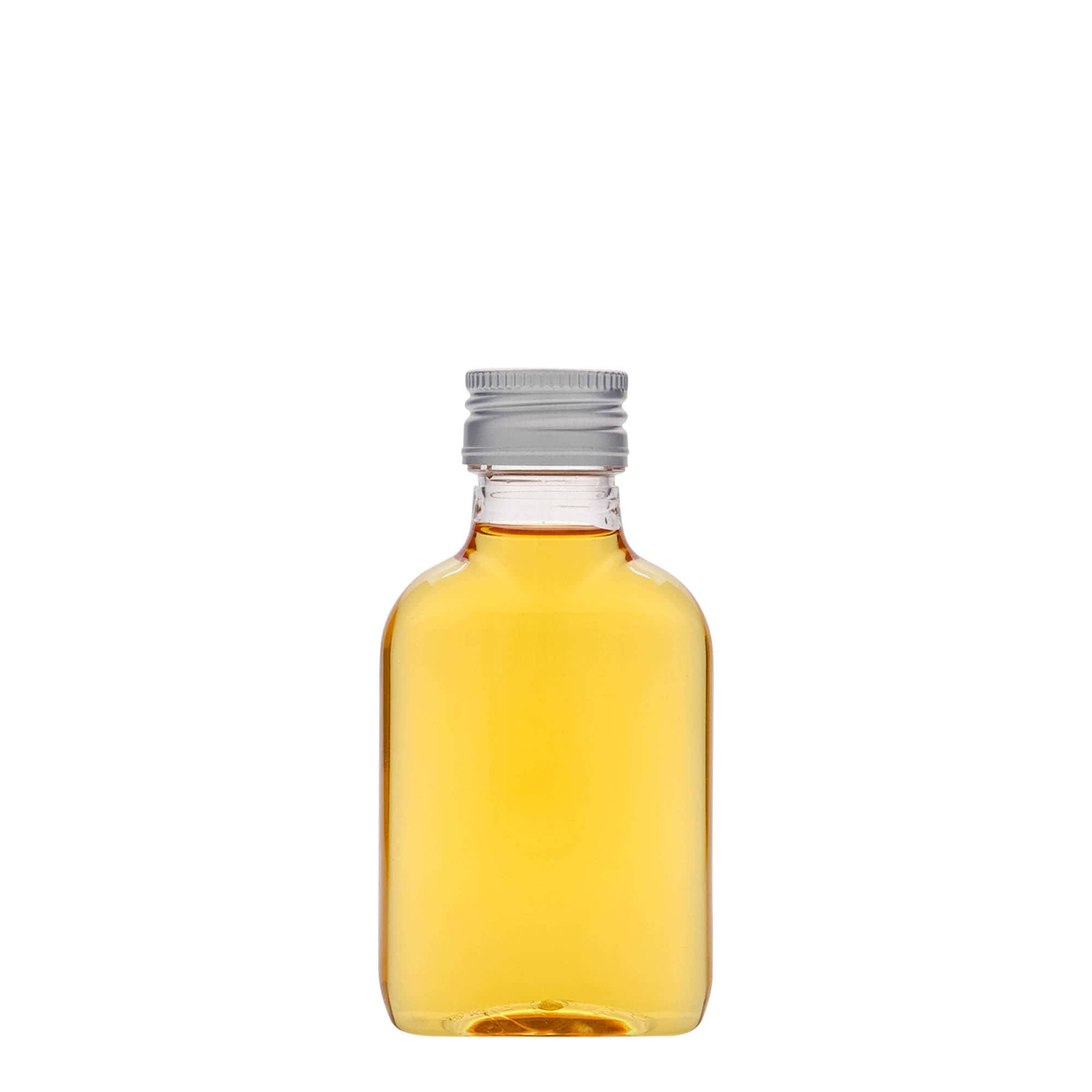 100 ml pocket bottle, oval, PET plastic, opening: PP 28