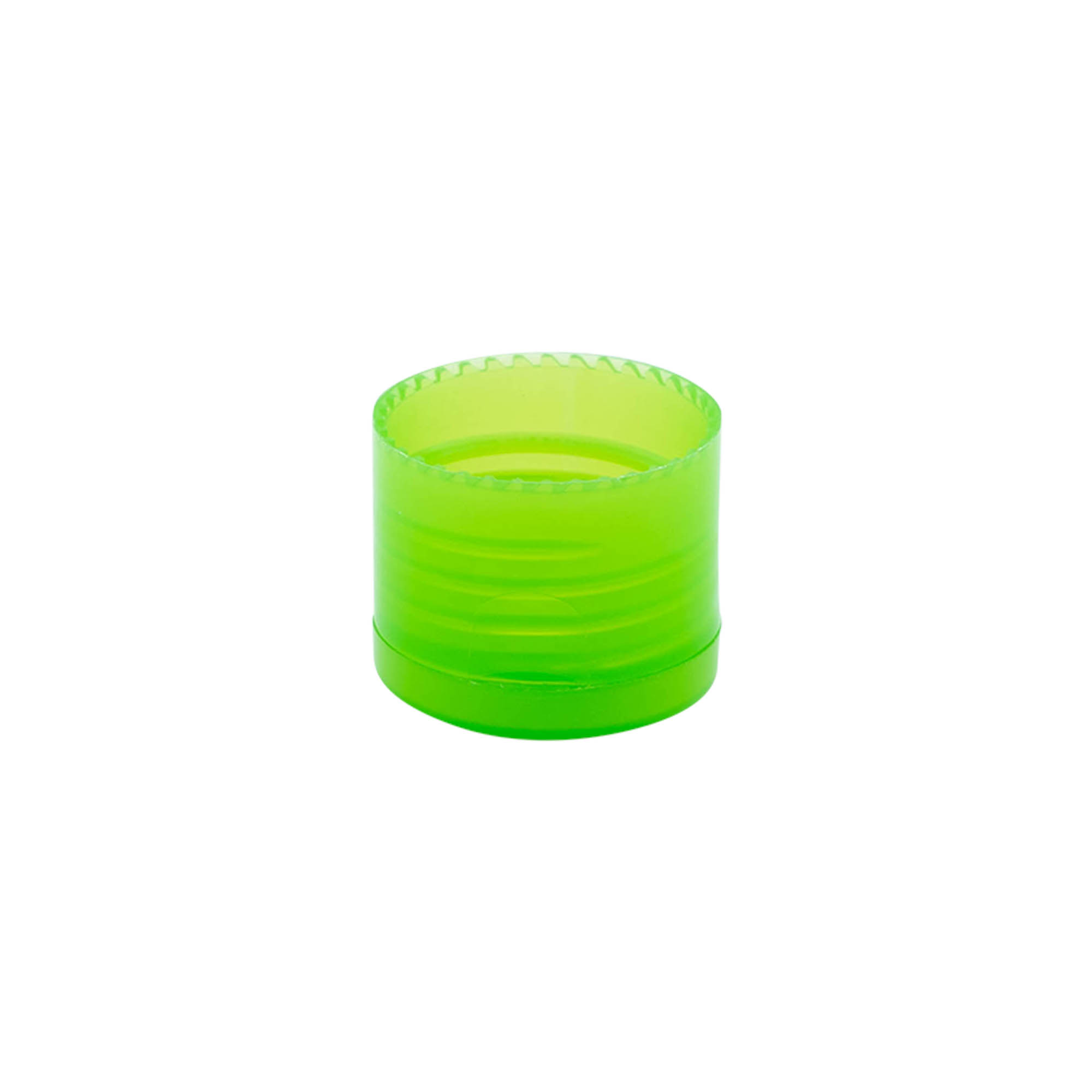 Screw cap with hinge, PP plastic, green, for opening: 24/410