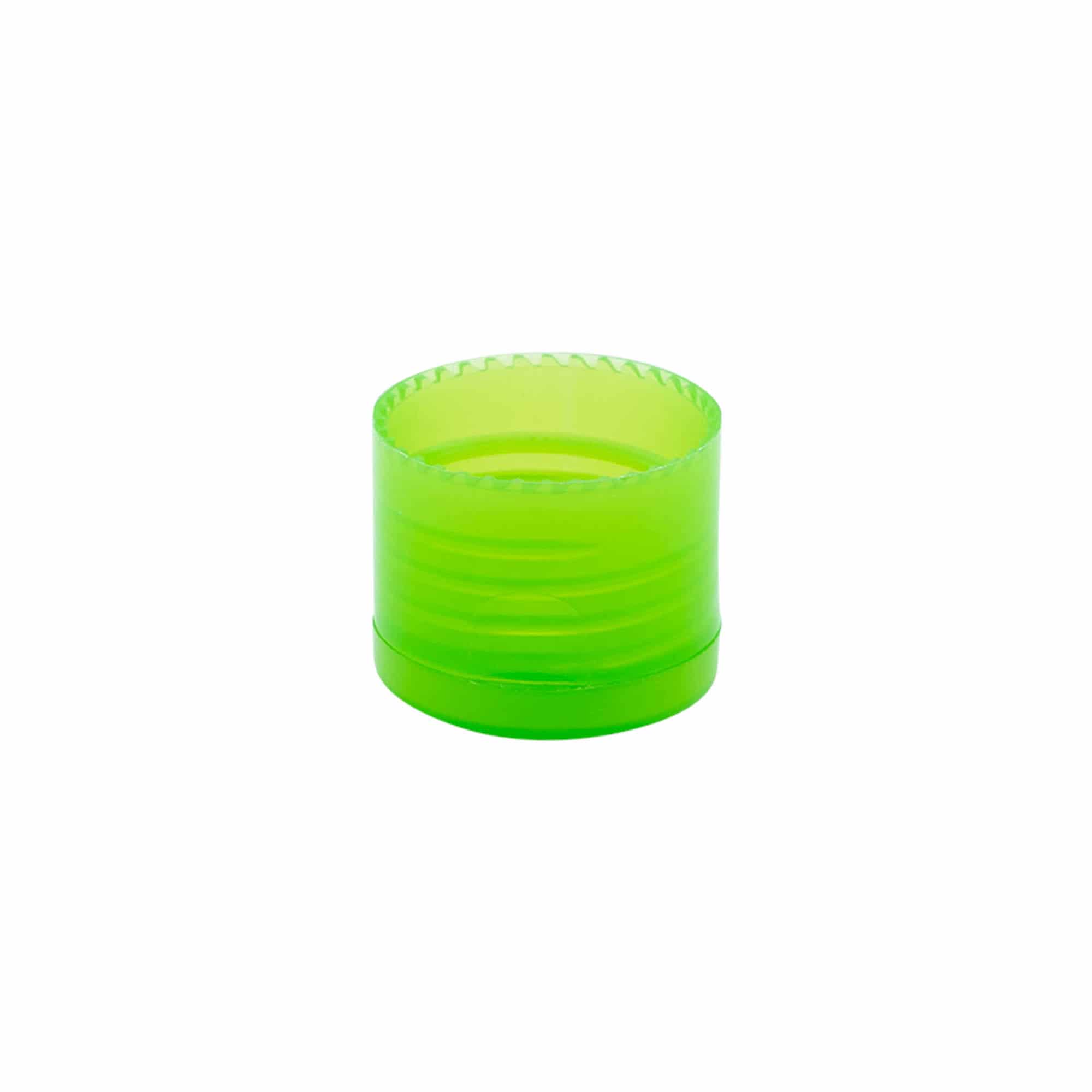 Screw cap with hinge, PP plastic, green, for opening: 24/410