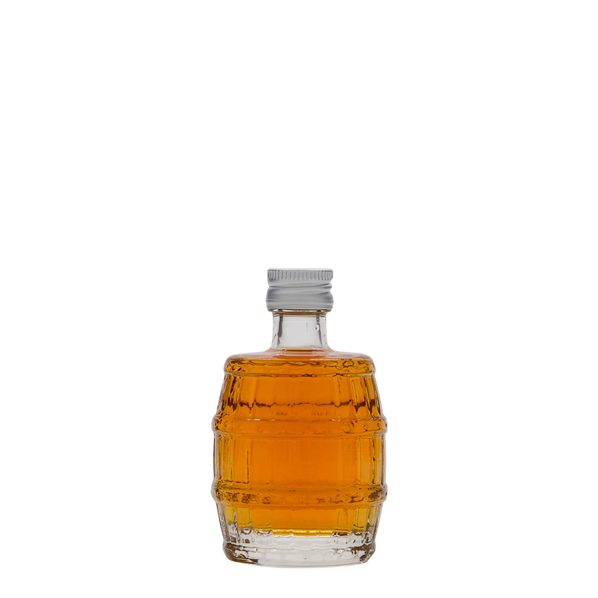 50 ml glass bottle 'barrel', opening: PP 18 50 ml glass bottle 'barrel', opening: PP 18