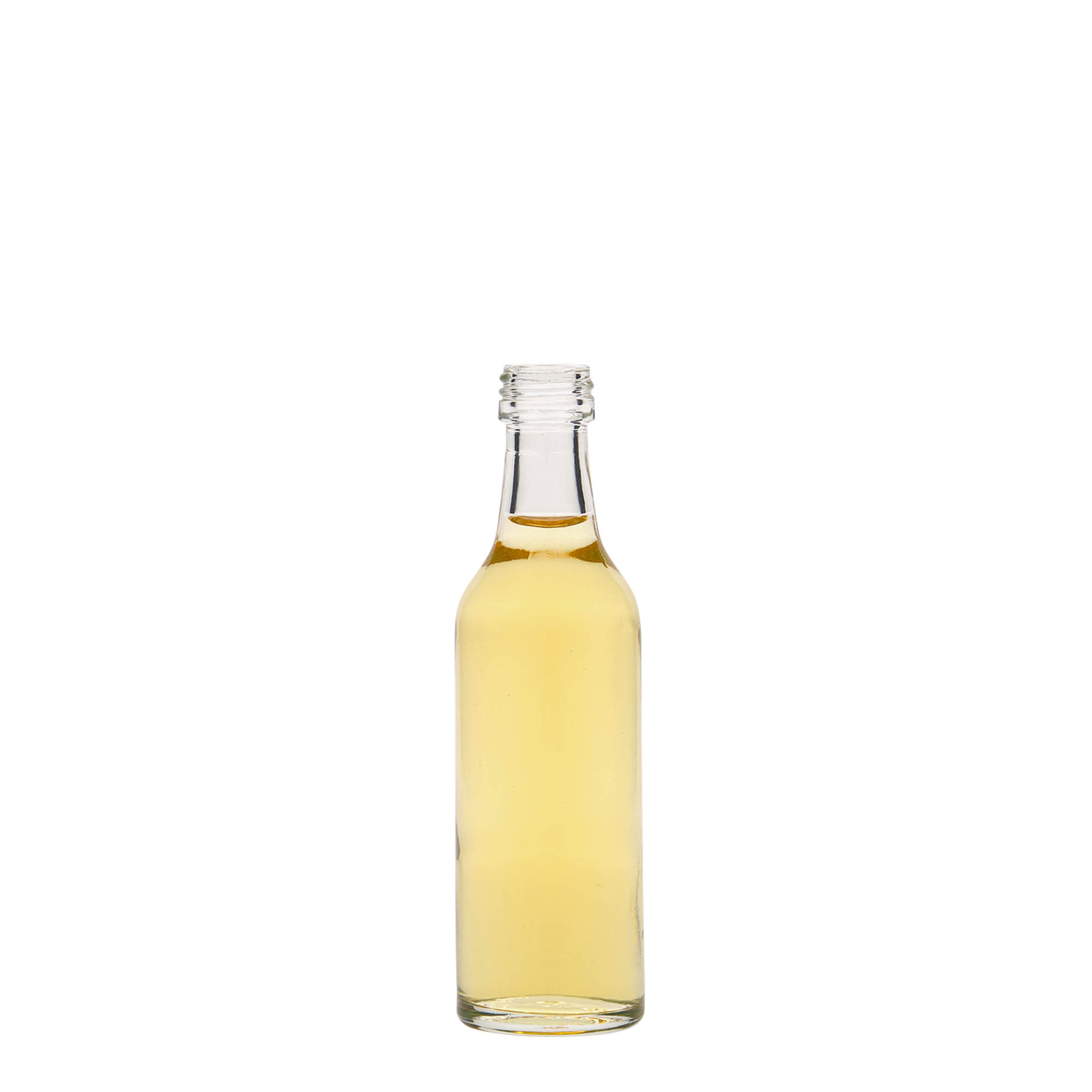 50 ml glass bottle with straight neck, opening: PP 18 50 ml glass bottle with straight neck, opening: PP 18