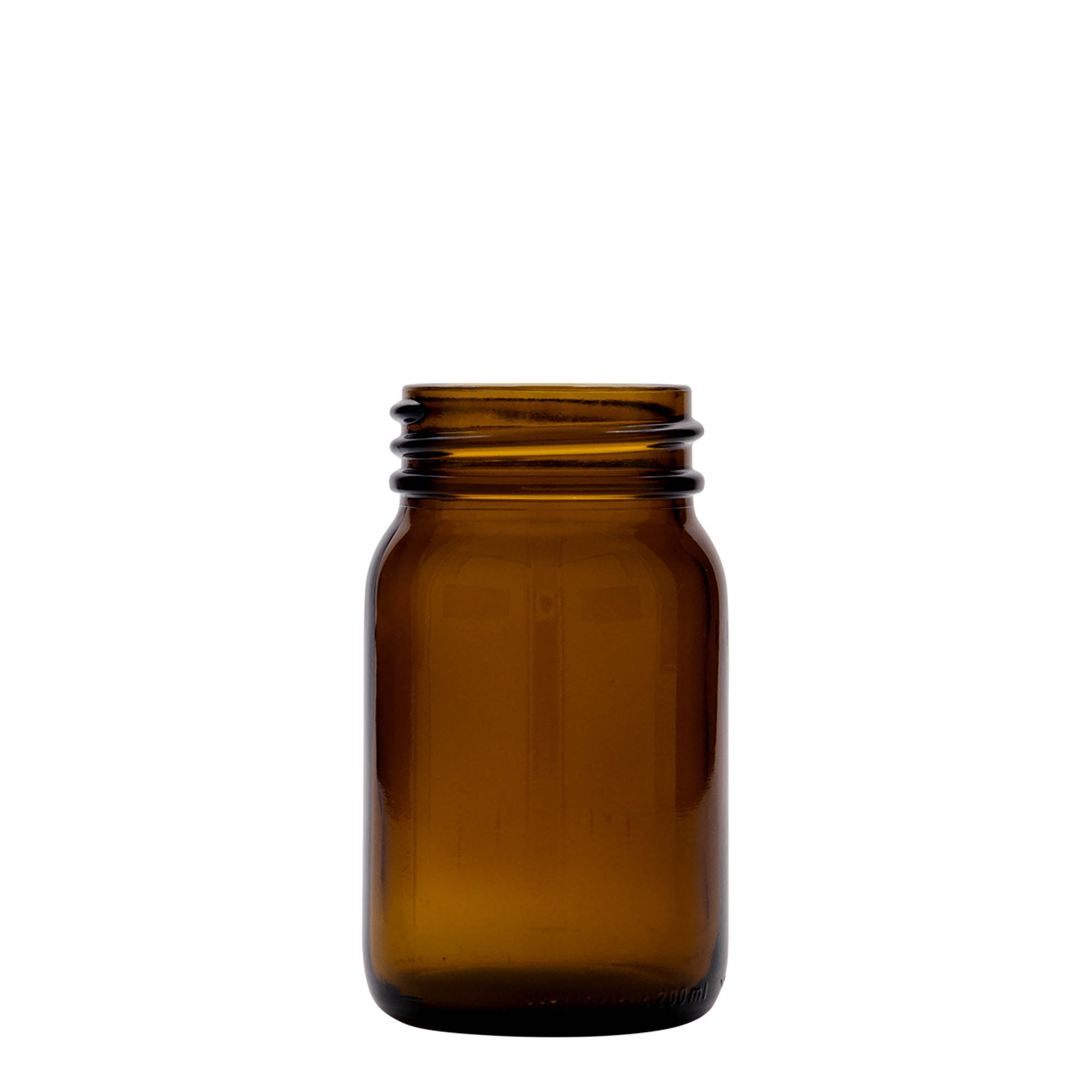 200 ml wide-neck glass, brown, opening: DIN 55 200 ml wide-neck glass, brown, opening: DIN 55