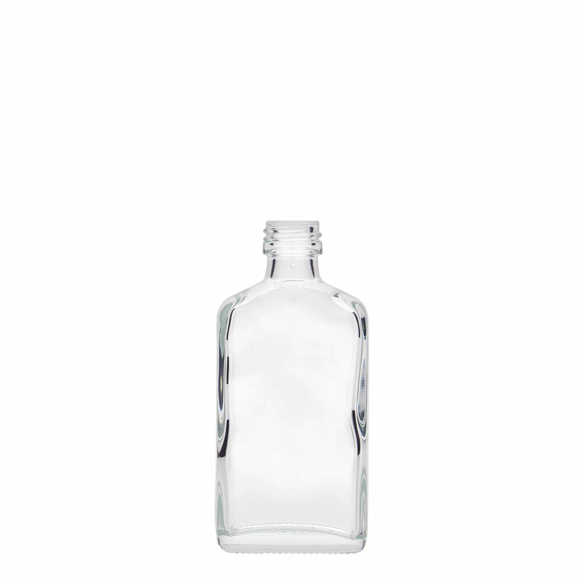 50 ml pocket flask bottle, rectangular, glass, closure: PP 18