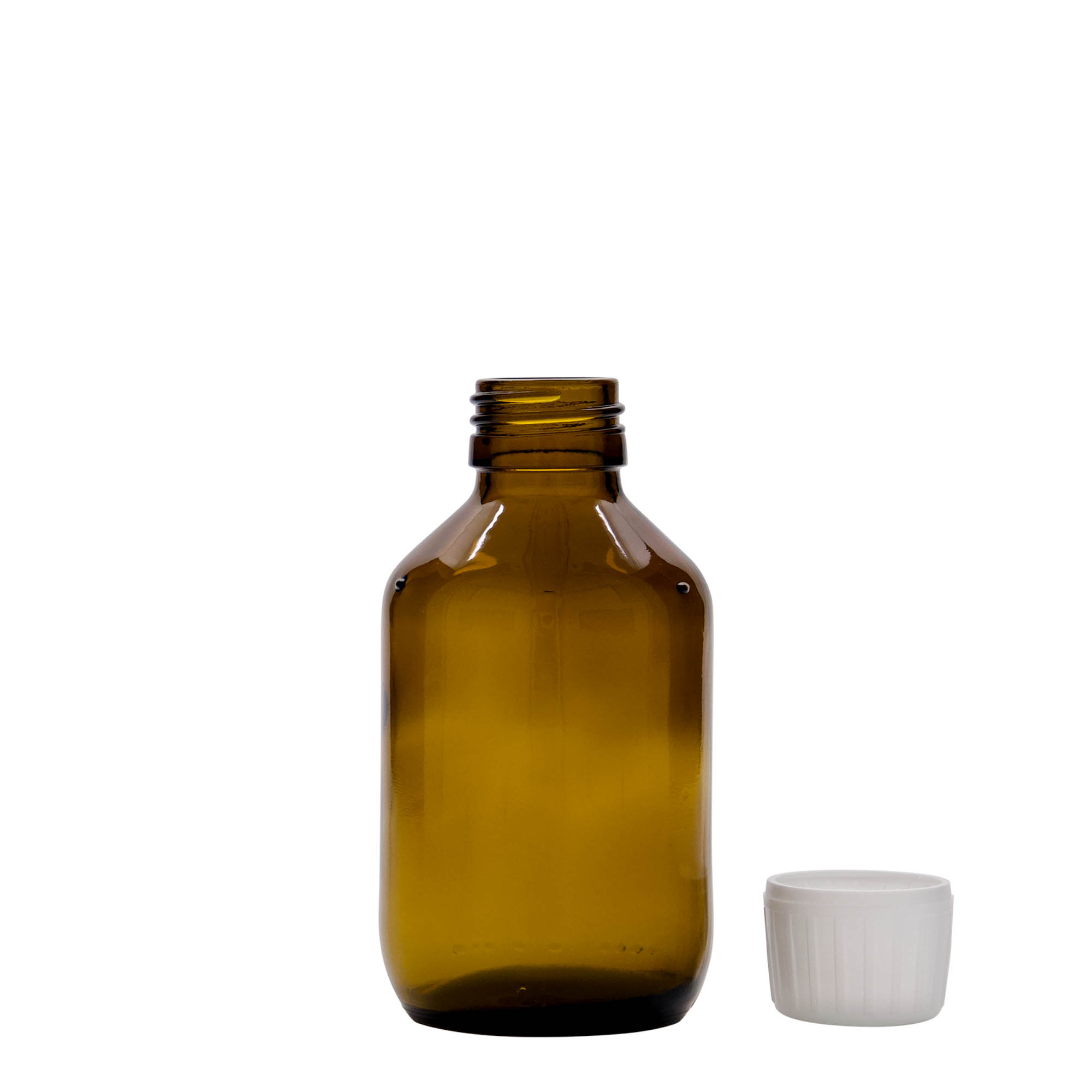 150 ml medical bottle, brown, glass, opening: PP 28