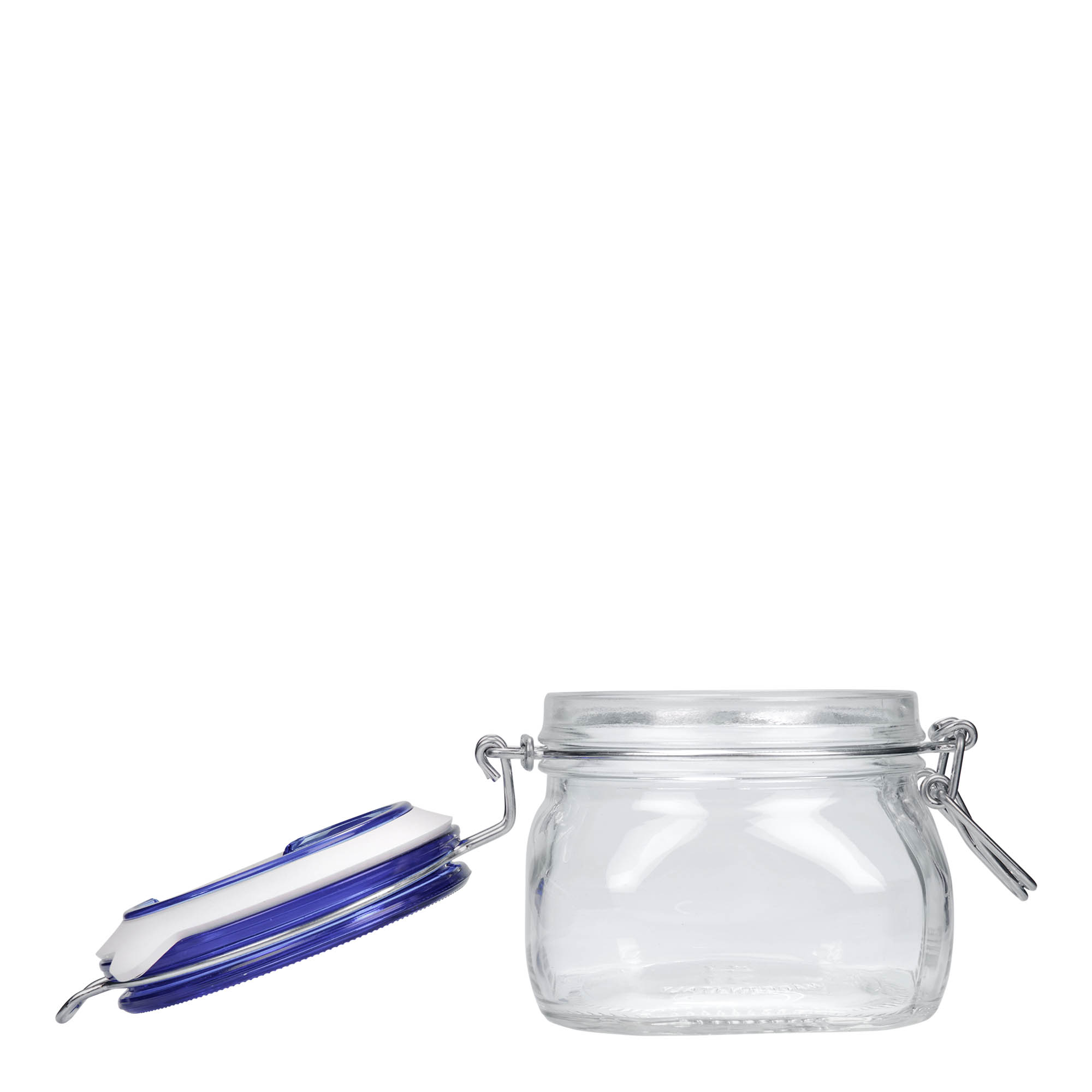500 ml wire bail jar ‘Fido’ Blue Top, square, opening: wire bail closure
