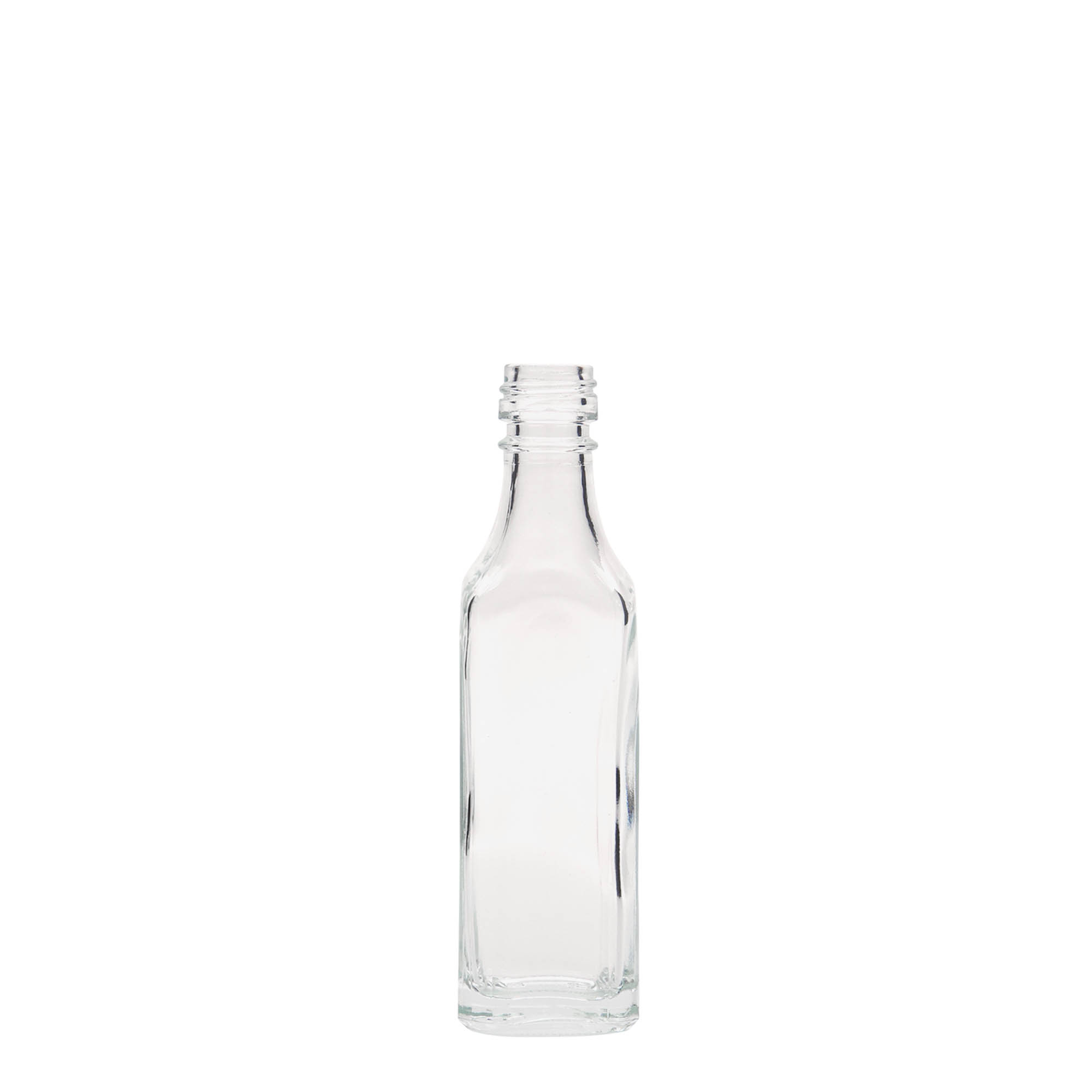 50 ml glass bottle 'Siena', square, neck: PP 18 50 ml glass bottle 'Siena', square, neck: PP 18