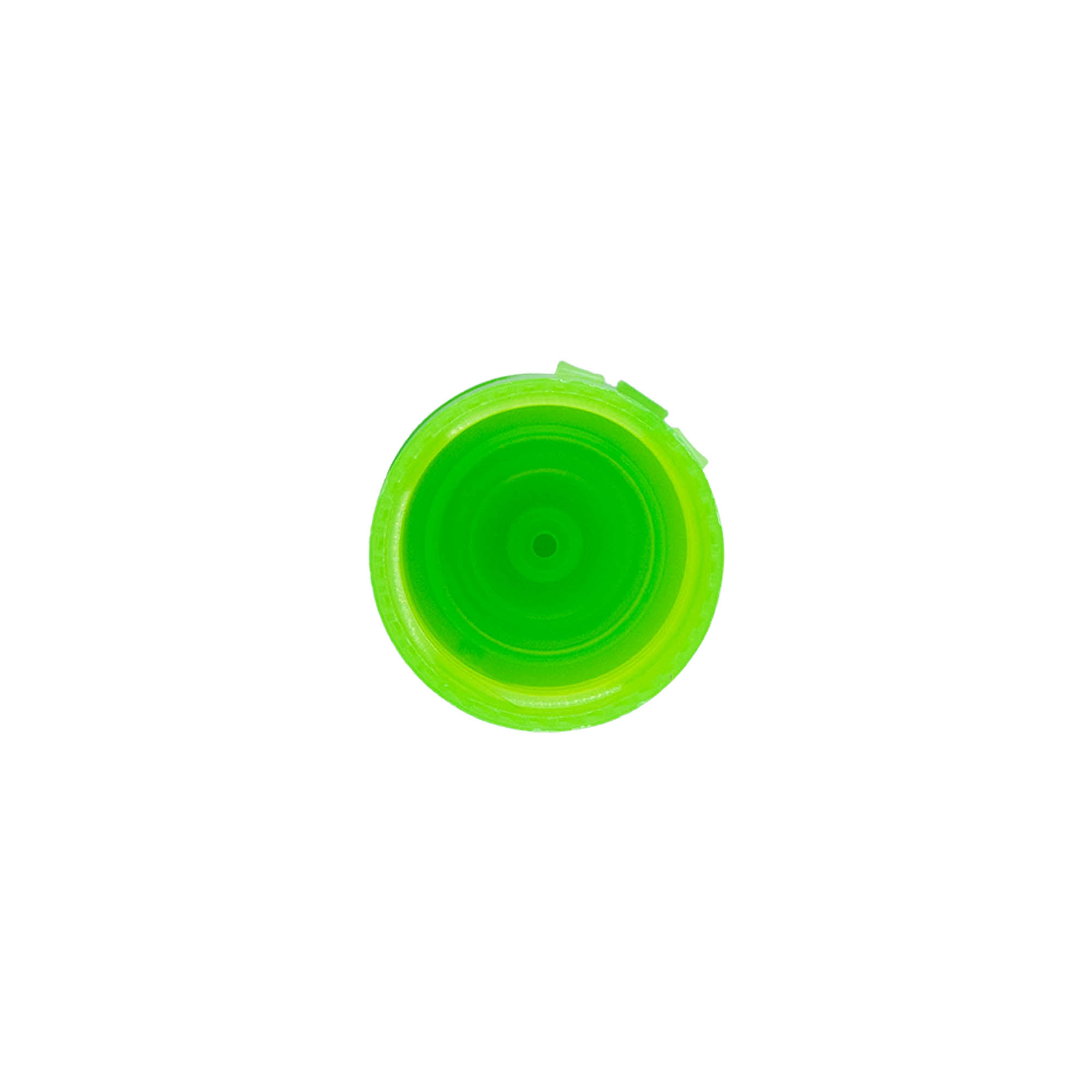 Screw cap with hinge, PP plastic, green, for opening: 24/410