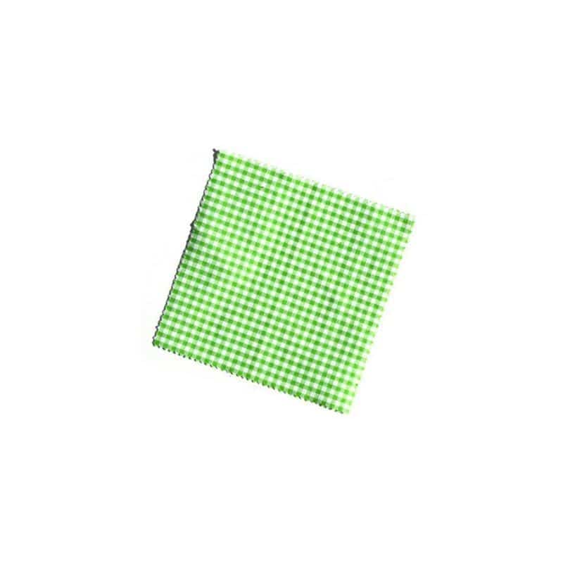 Checked fabric jar cover 15x15, square, textile, lime green, for opening: TO58-TO82