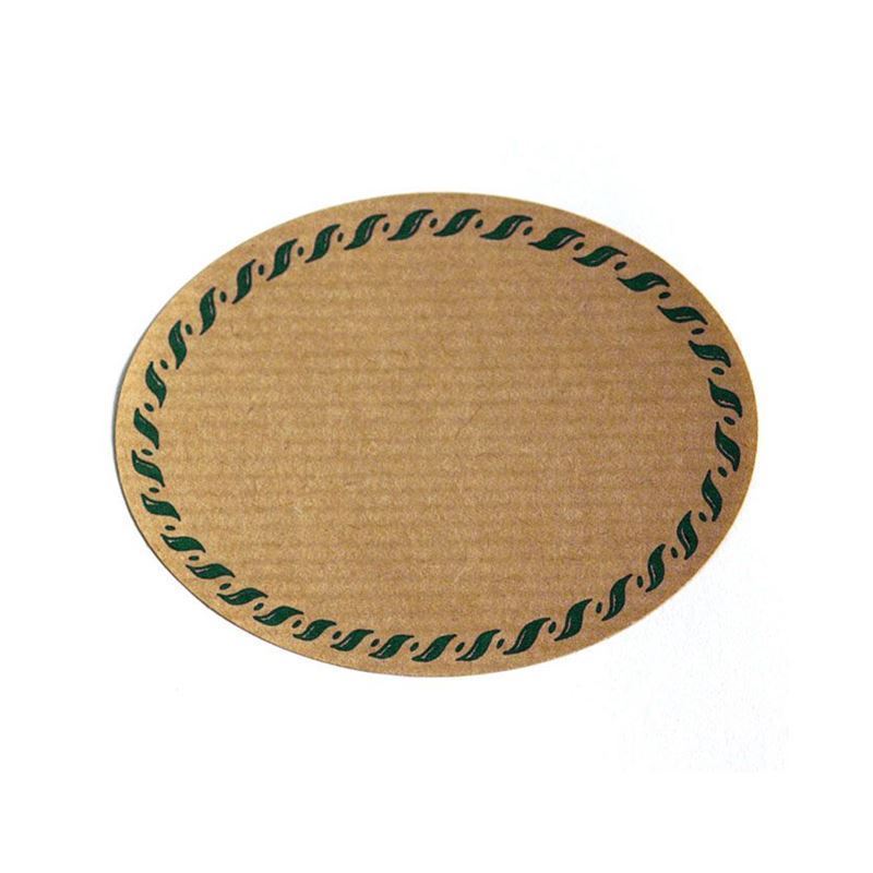 Nature label 'cord edge', oval, paper, green-brown