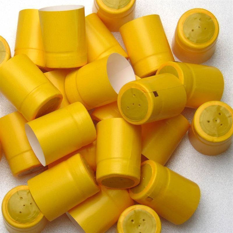 Heat shrink capsule 32x41, PVC plastic, yellow