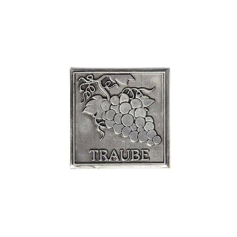 Pewter tag 'Grape', square, metal, silver