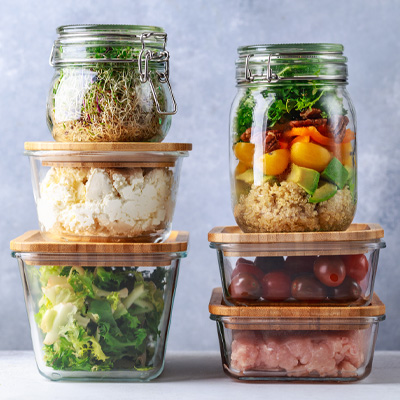 Mood picture: Group of several storage jars for batch cooking