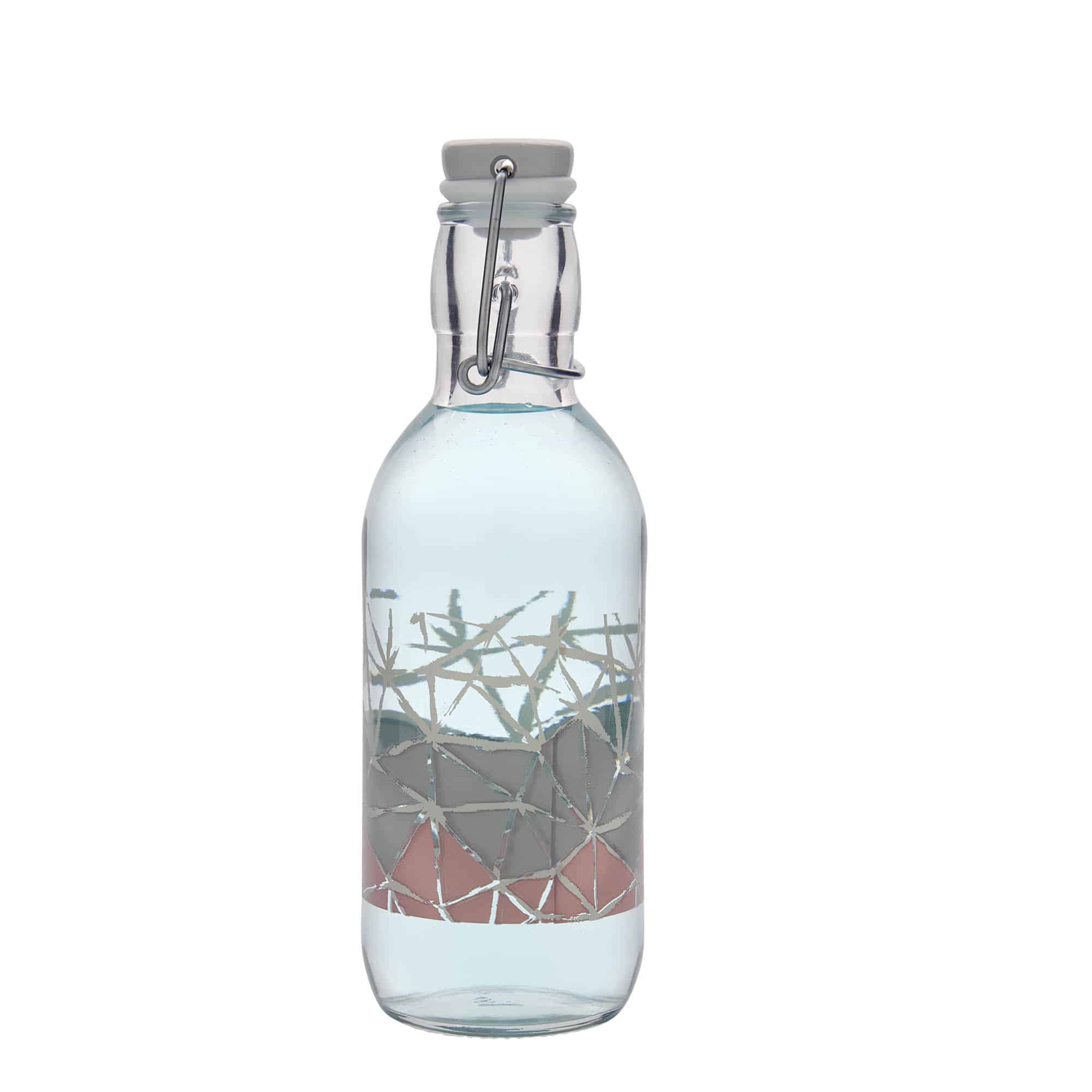 500 ml glass bottle Emilia printed 'Manolibera rosa', opening: swing top closure