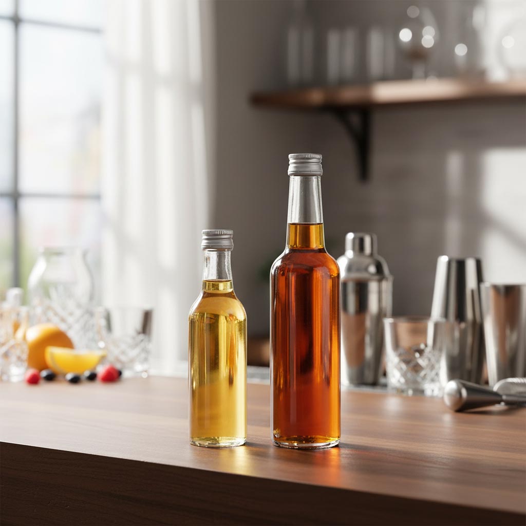 50 ml glass bottle with straight neck, opening: PP 18 50 ml glass bottle with straight neck, opening: PP 18