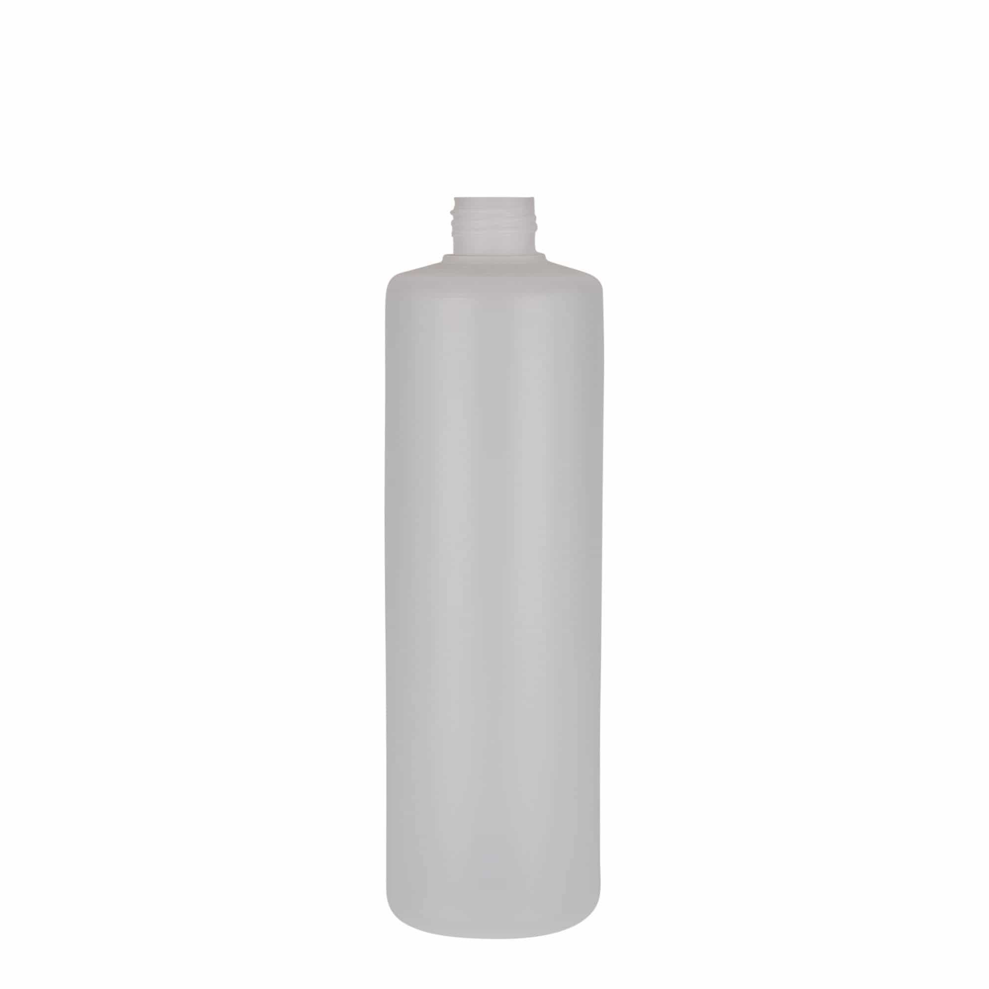 500 ml round bottle, PE plastic, natural, closure: screw cap