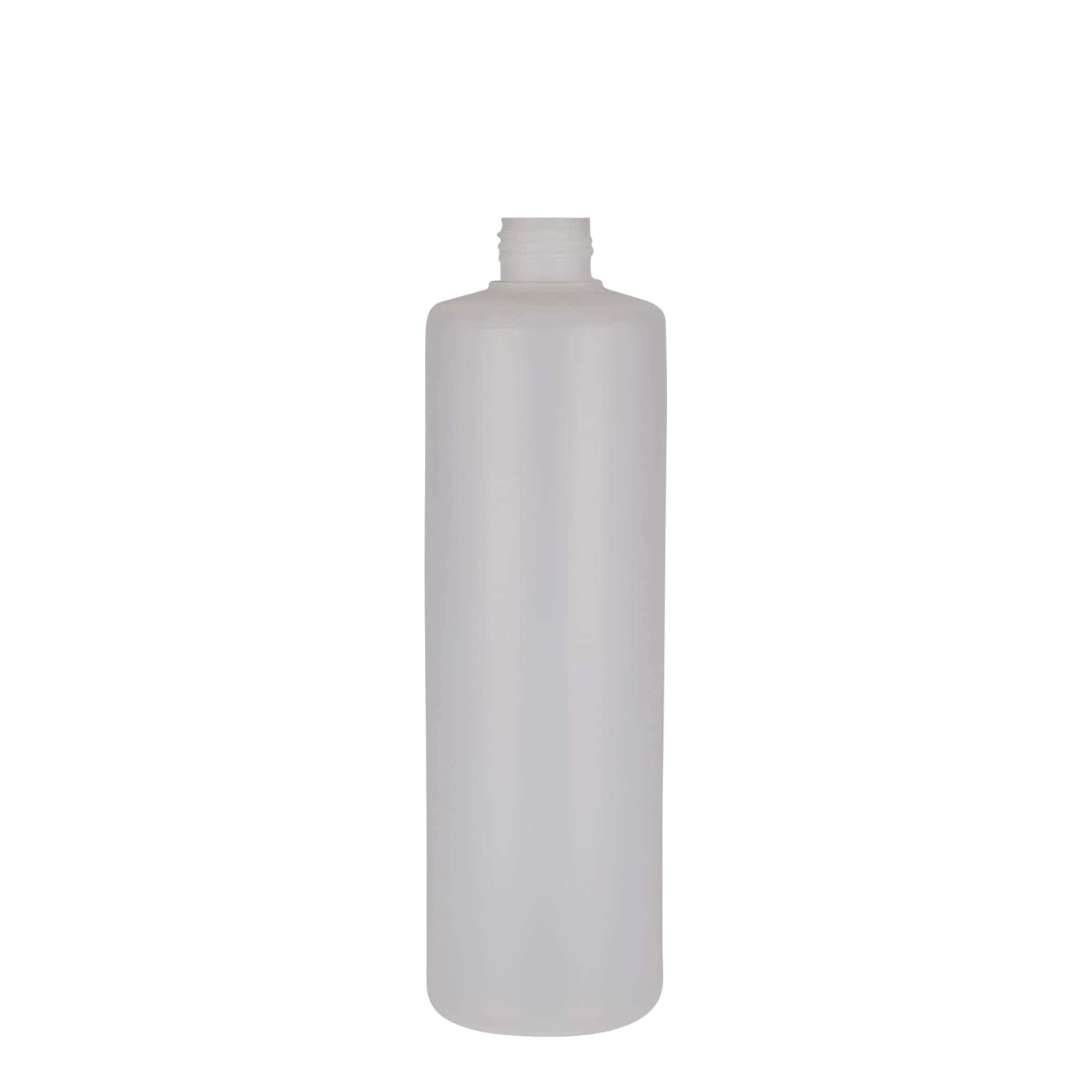 500 ml round bottle, PE plastic, natural, opening: screw cap