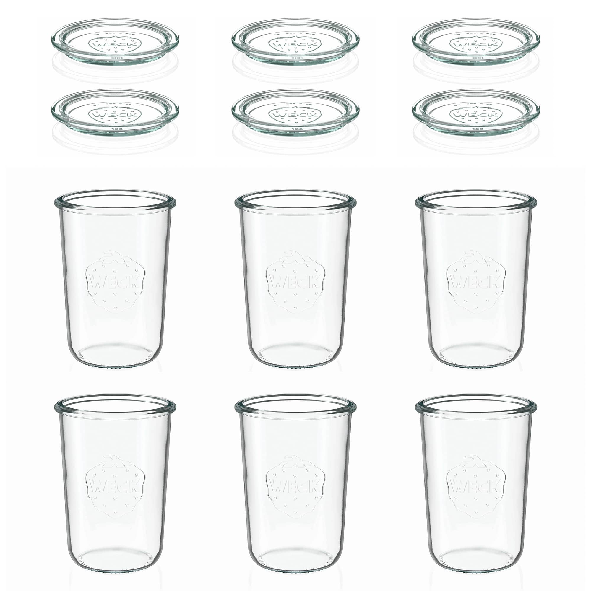 6x 850 ml WECK inverted jar with glass lid RR 100