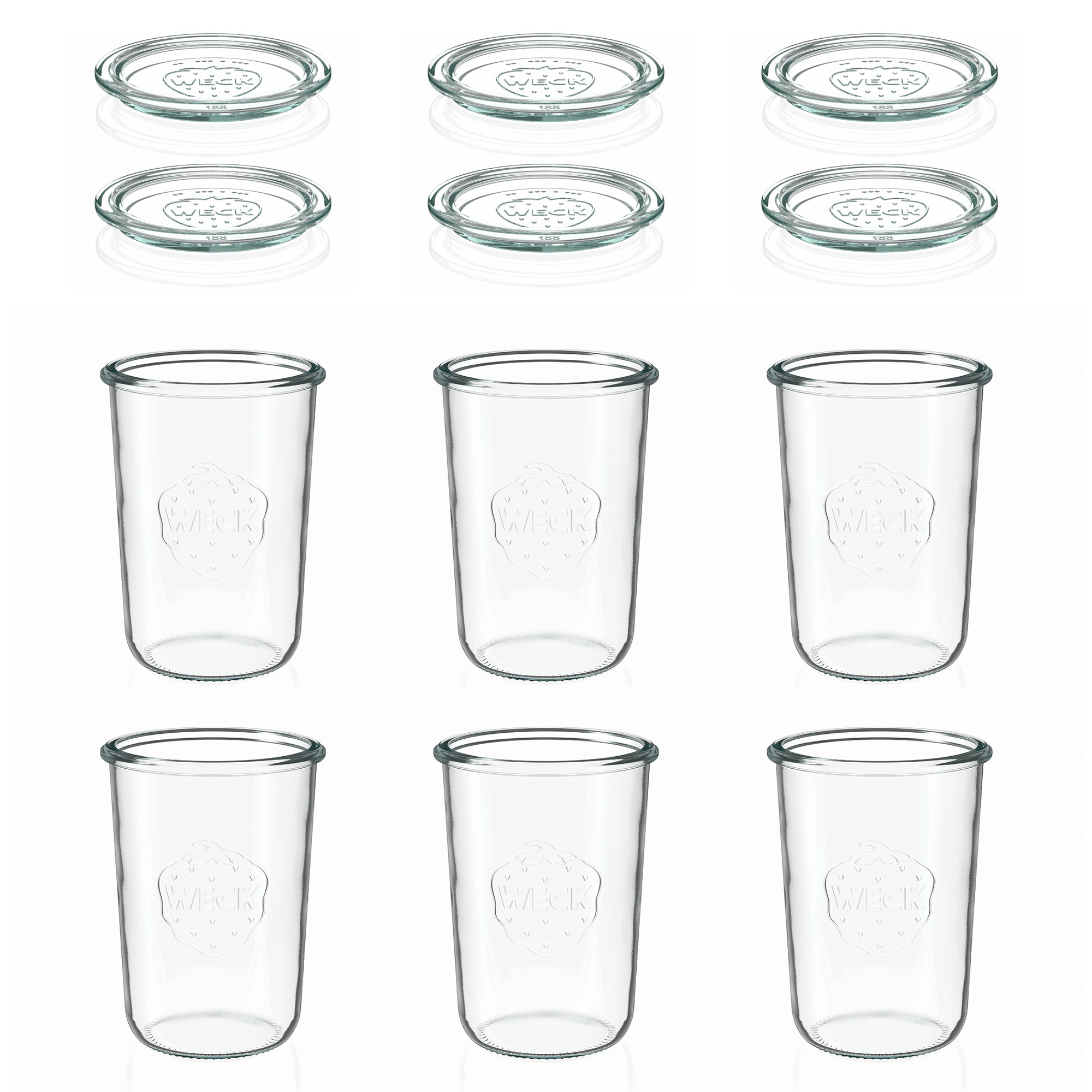 6x 850 ml WECK inverted jar with glass lid RR 100