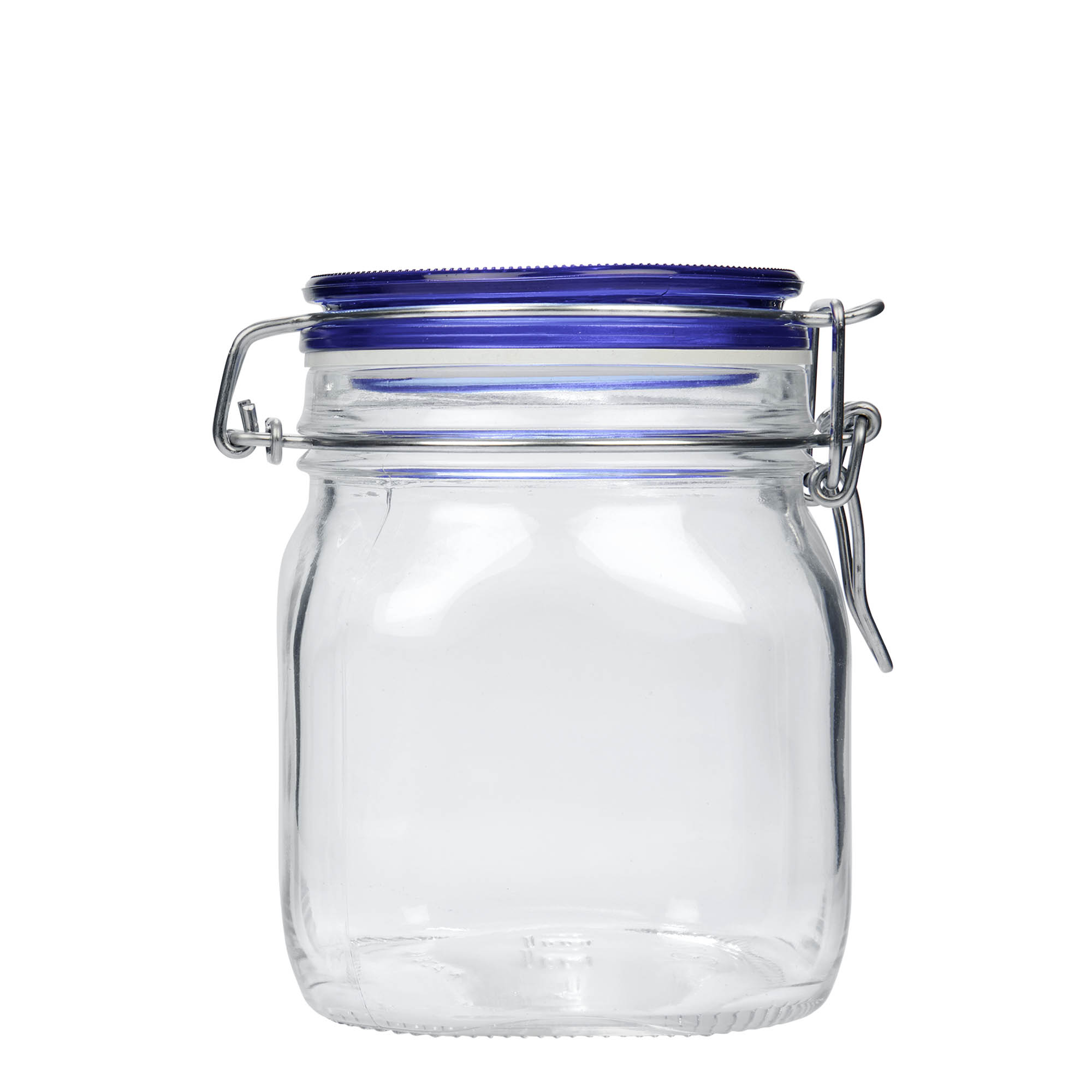 750 ml wire bail jar ‘Fido’ Blue Top, square, opening: wire bail closure