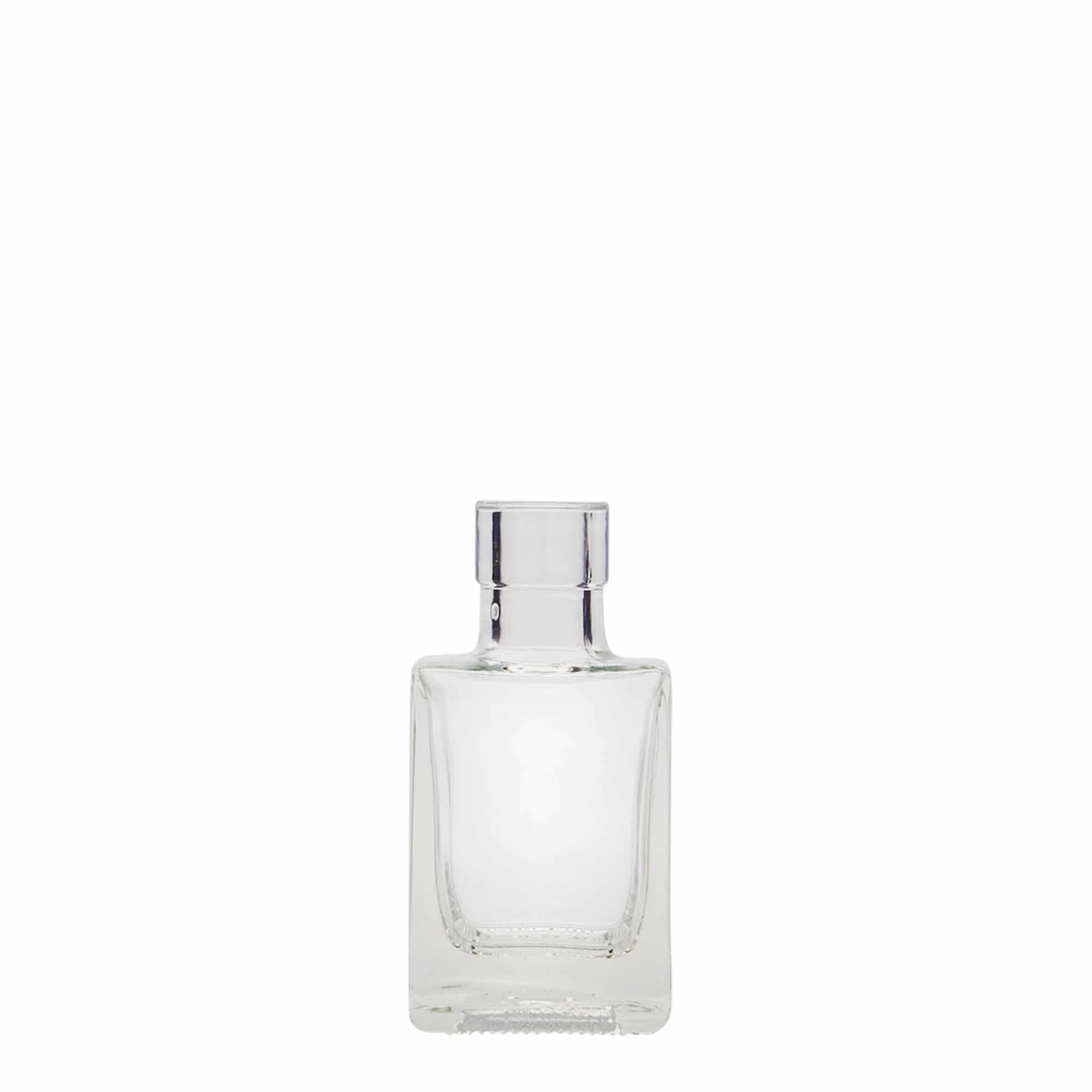 50 ml glass bottle 'Cube', square, opening: cork