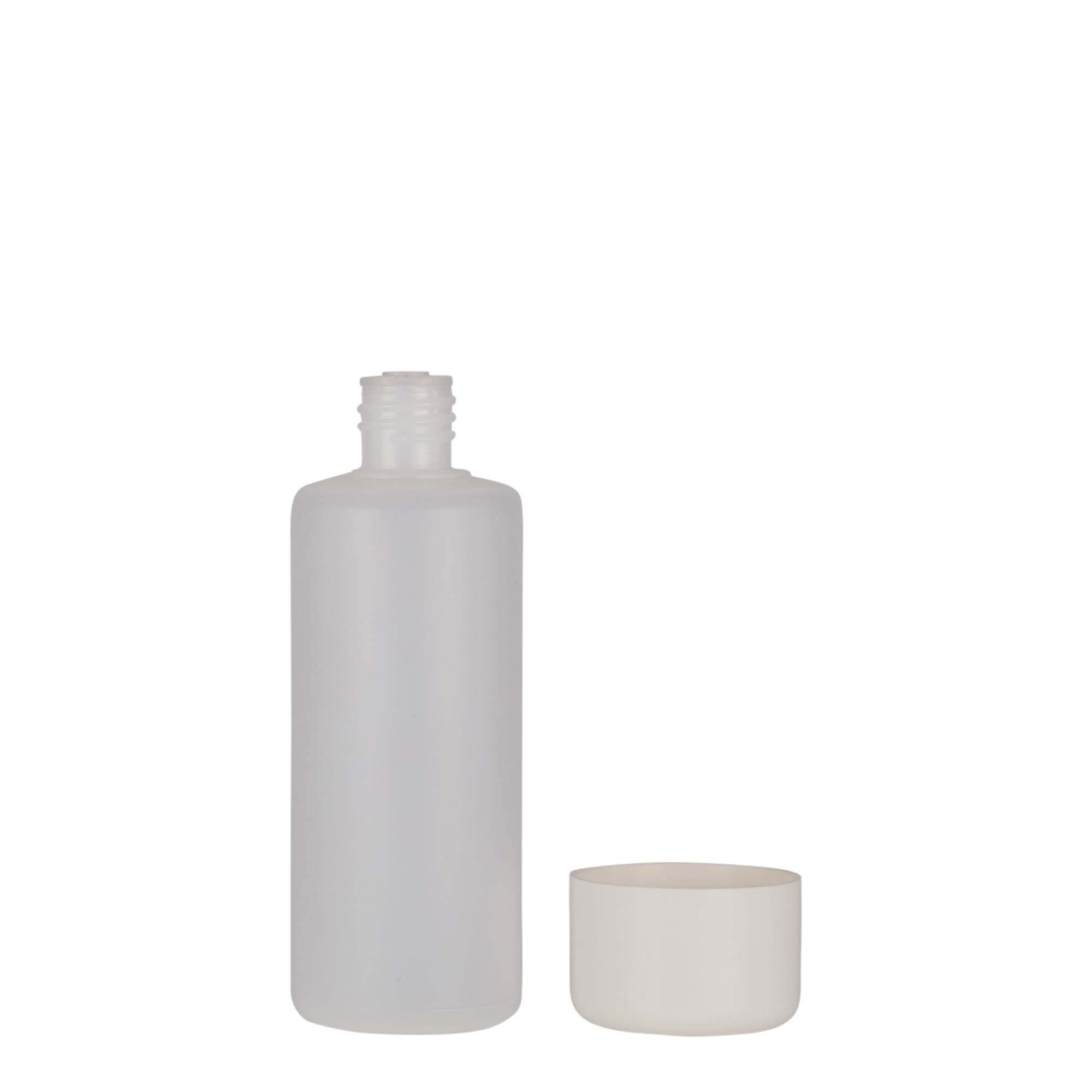 100 ml round bottle, PE plastic, natural, opening: screw cap 100 ml round bottle, PE plastic, natural, opening: screw cap