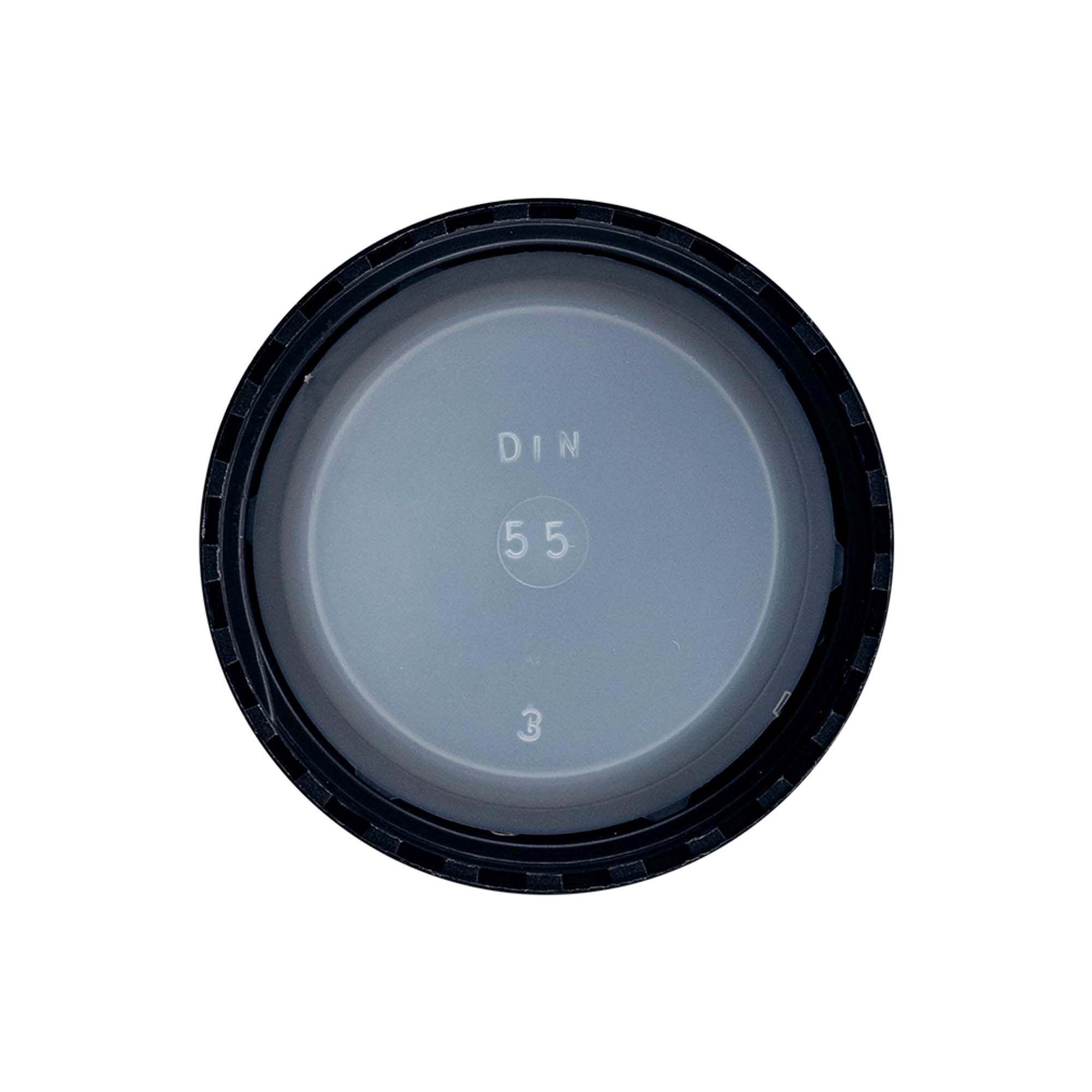 Screw cap, PP plastic, black, for opening: DIN 55 Screw cap, PP plastic, black, for opening: DIN 55